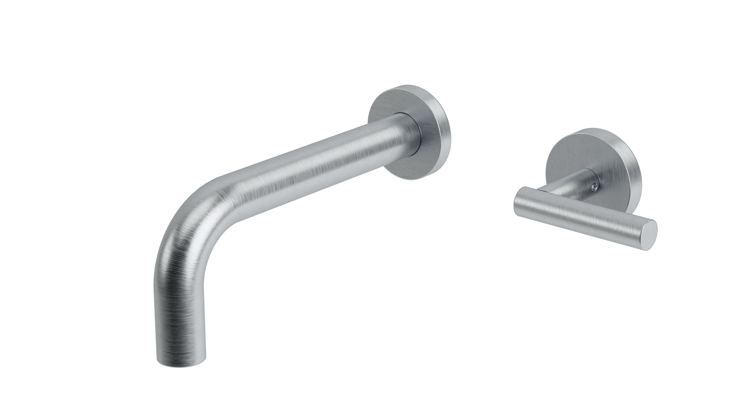 Contour One Handle Wall Mount 7.5" Lavatory Faucet with Soft Lever Handle in Satin Chrome
