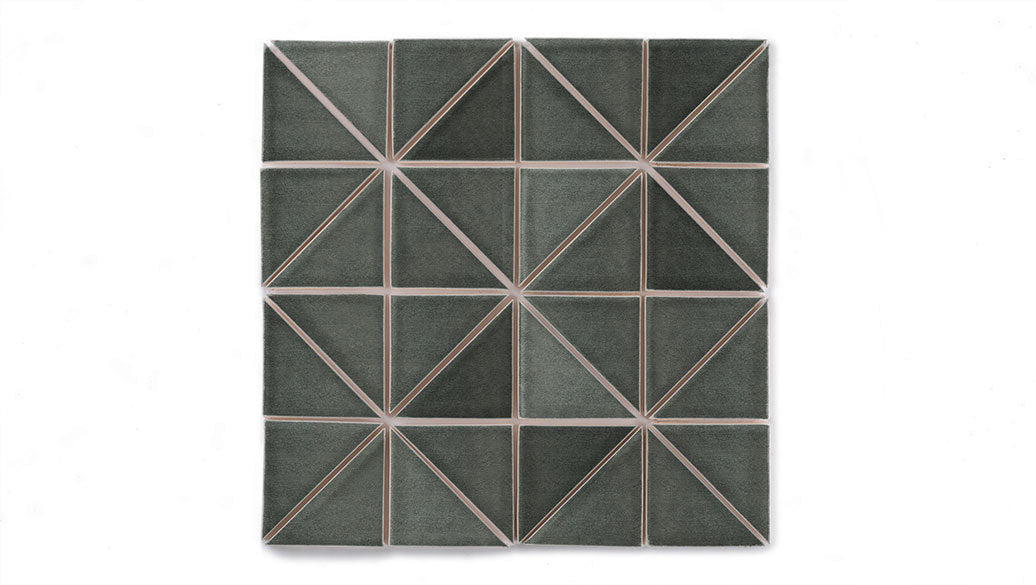 3" Triangle Sheeted - Quadrant Original Ceramic Mosaic Tile in Tempest Gloss