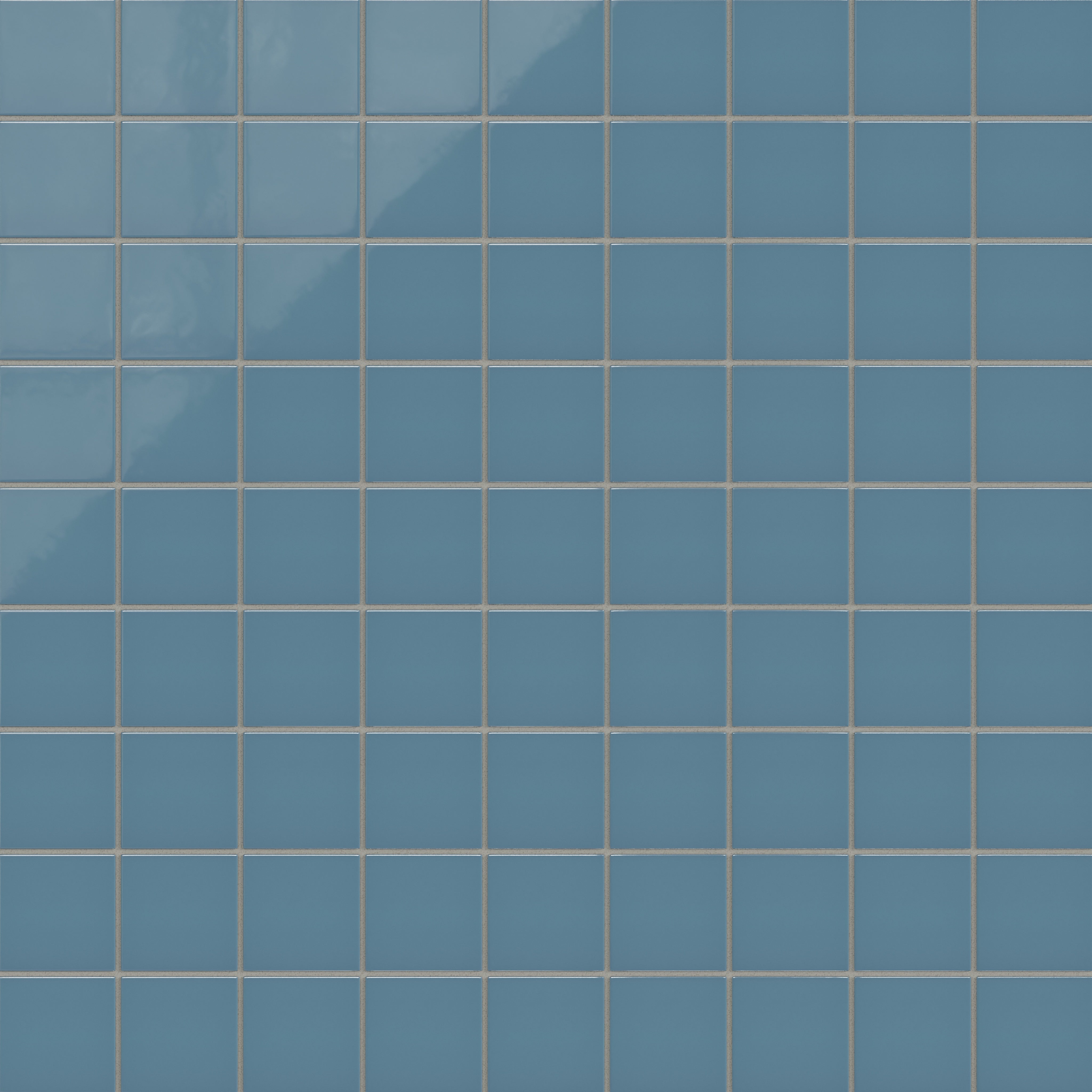 3x3 Straight Set Sheeted Natural Press Ceramic Mosaic Tile in Azurite Gloss