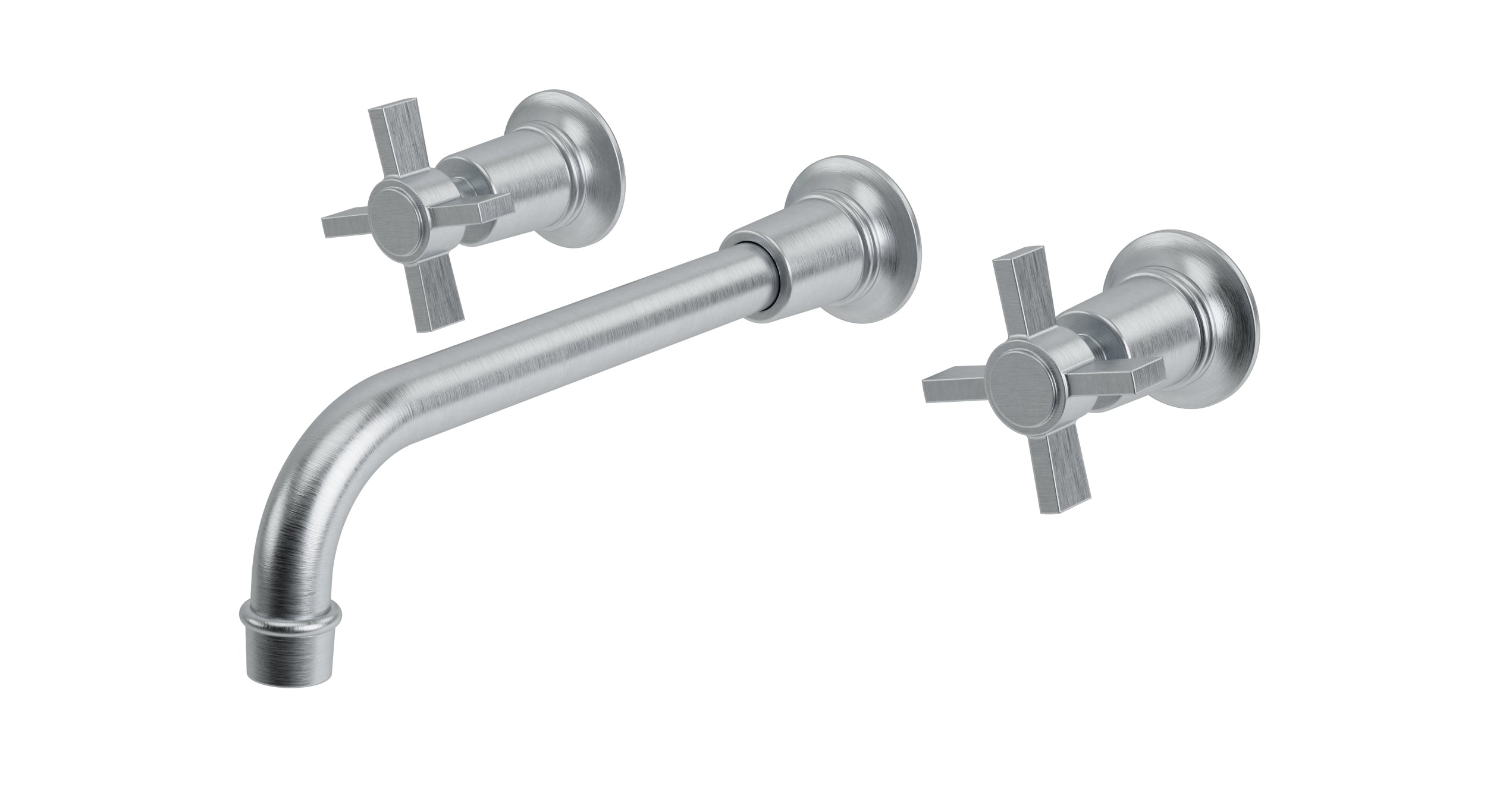 Emerson Two Handle Wall Mount 10" Lavatory Faucet with Defined Cross Handles in Satin Chrome