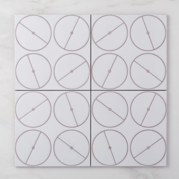 8x8 Handpainted Tile Pivot in White Motif