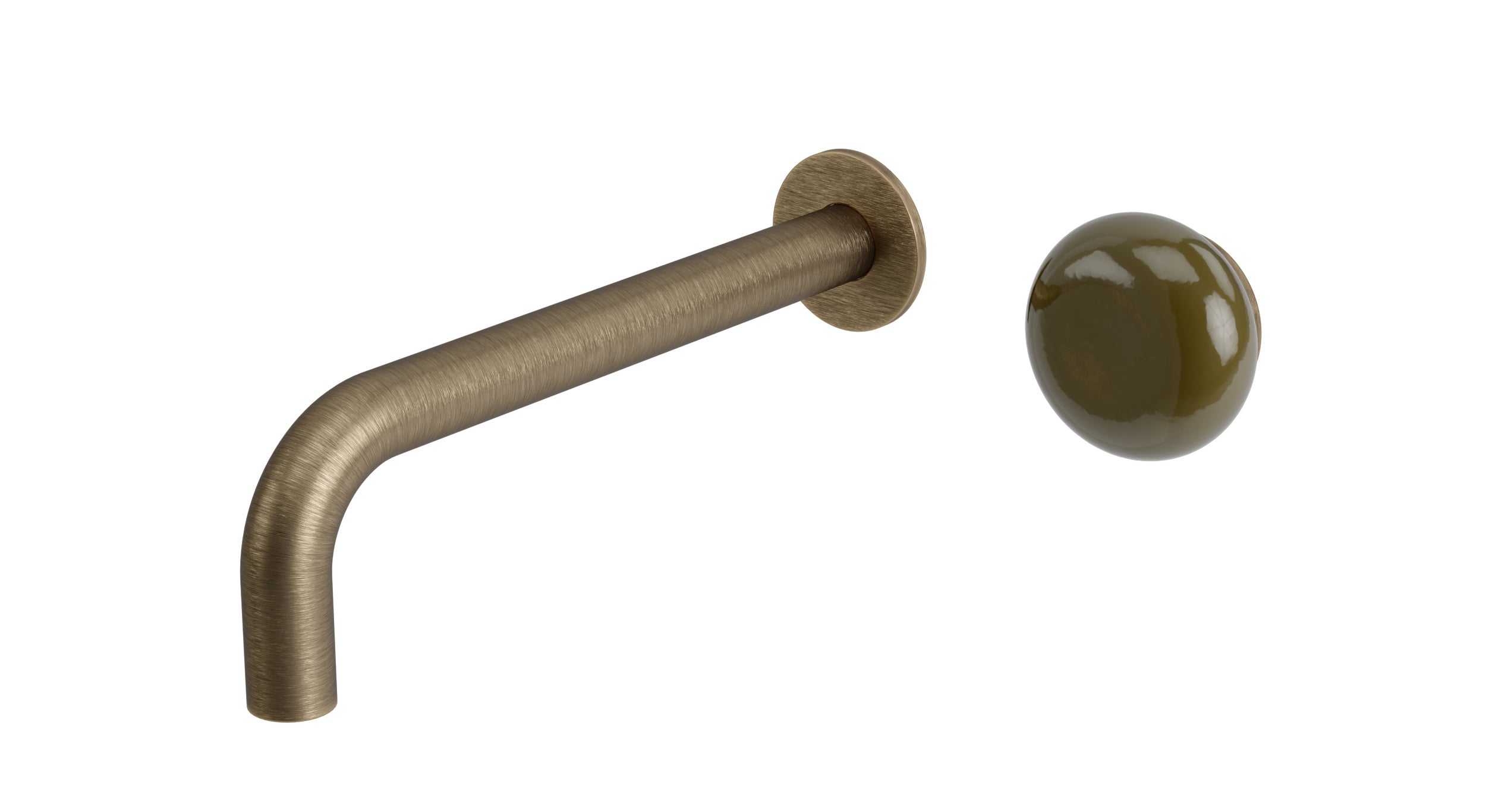 Foundry One Handle Wall Mount 7.5" Lavatory Faucet with Pebble Ceramic Knob Handle in Antique Brass