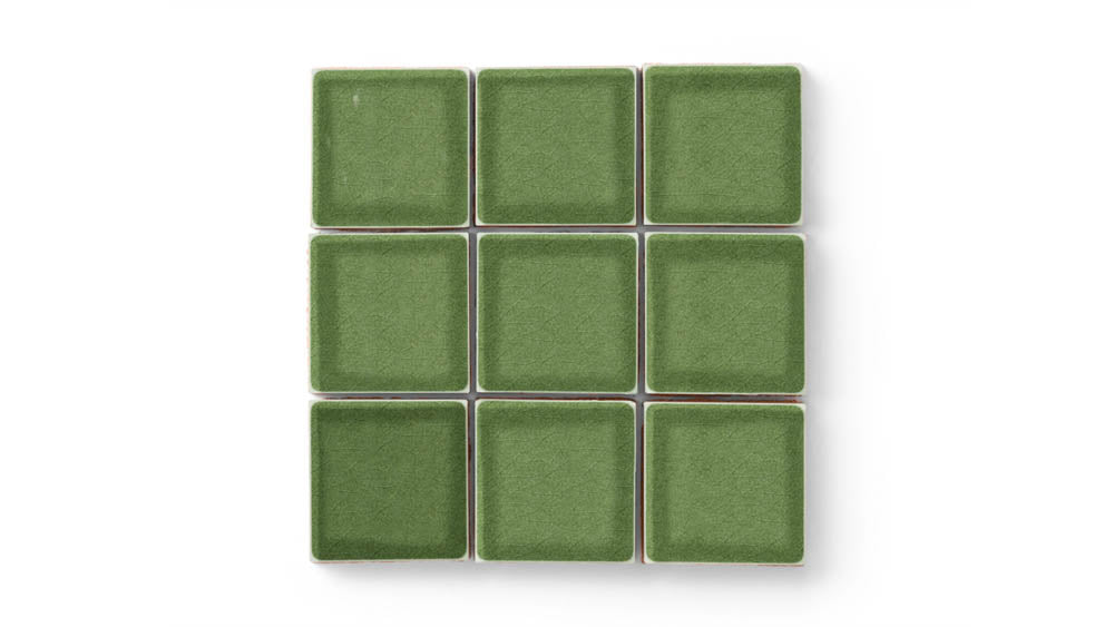 3x3 Straight Set Sheeted Original Ceramic Mosaic Tile in Kelp Gloss