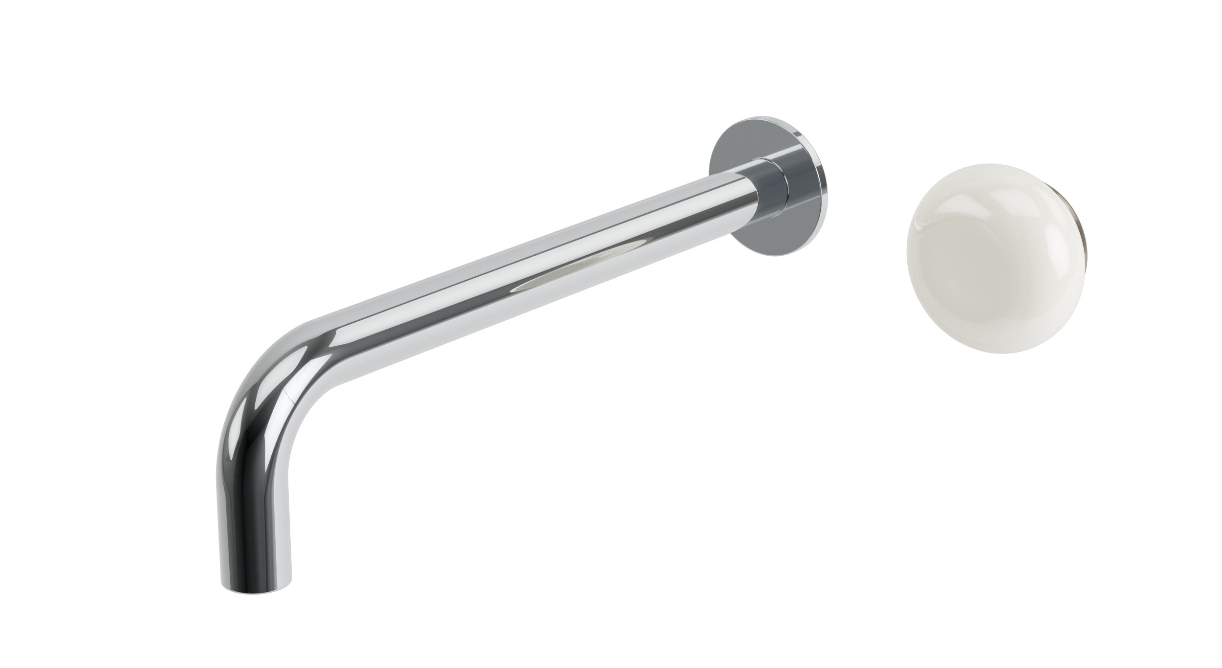 Foundry One Handle Wall Mount 10" Lavatory Faucet with Pebble Ceramic Knob Handle in Polished Chrome