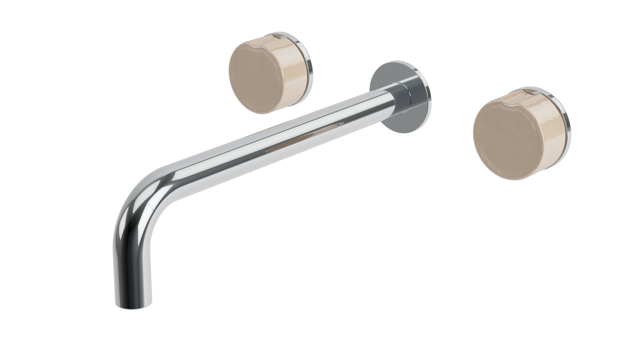 Foundry Two Handle Wall Mount 10" Lavatory Faucet with Groove Ceramic Knob Handles in Polished Chrome