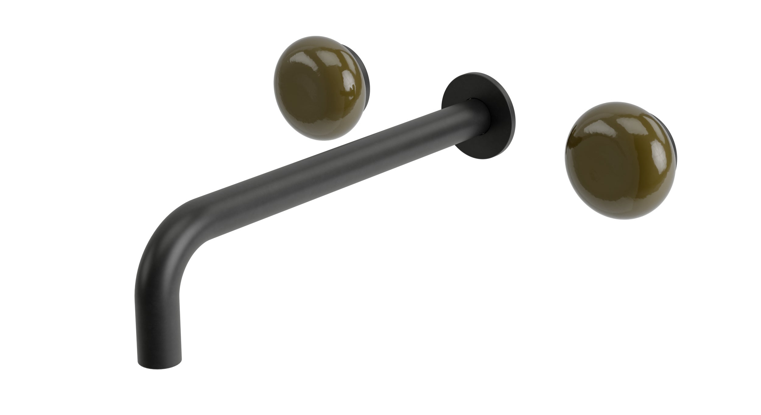 Foundry Two Handle Wall Mount 10" Lavatory Faucet with Pebble Ceramic Knob Handles in Oil Rubbed Bronze