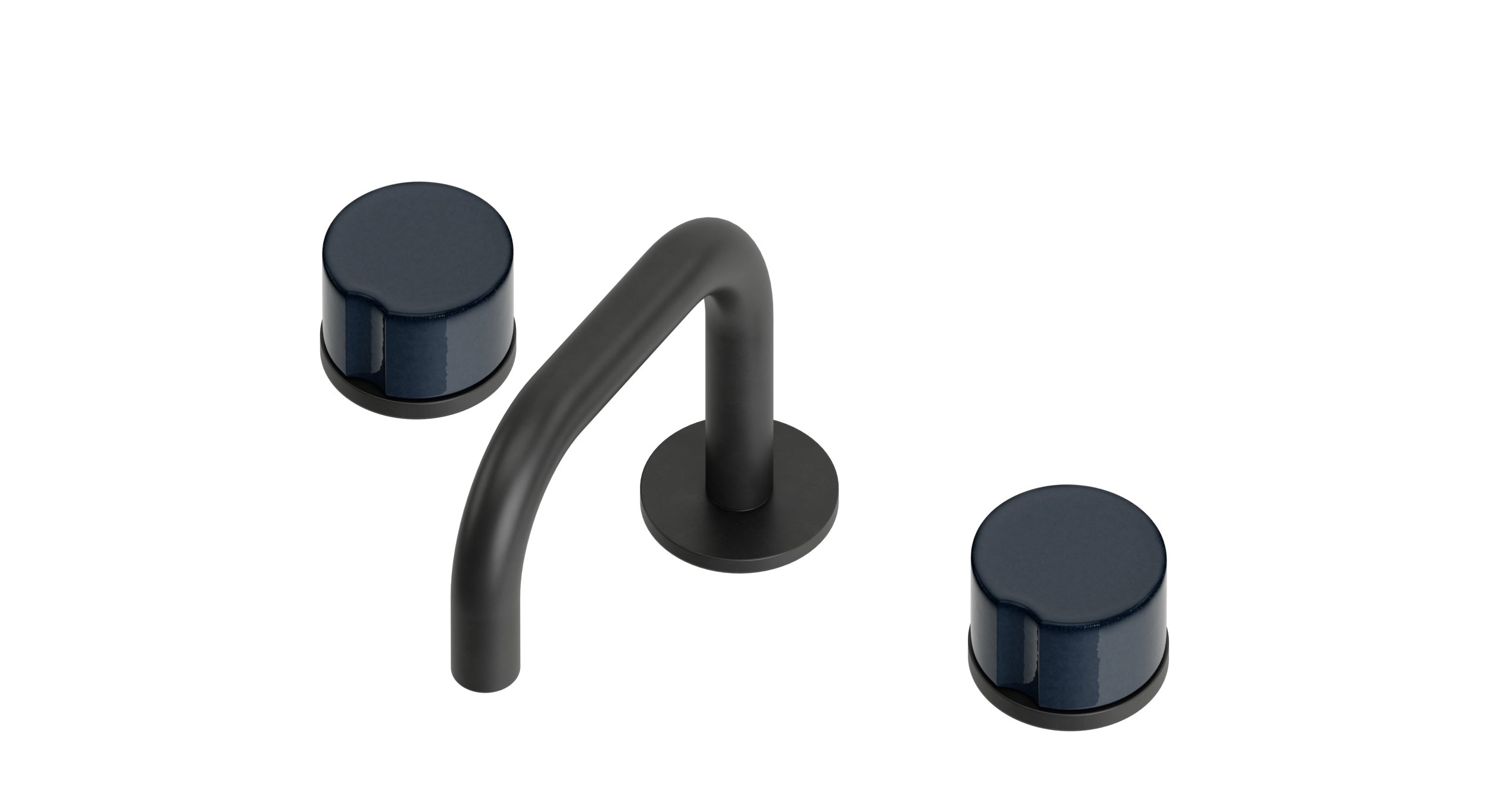 Foundry Two Handle Deck Mount Squaretop Lavatory Faucet with Groove Ceramic Knob Handles in Oil Rubbed Bronze