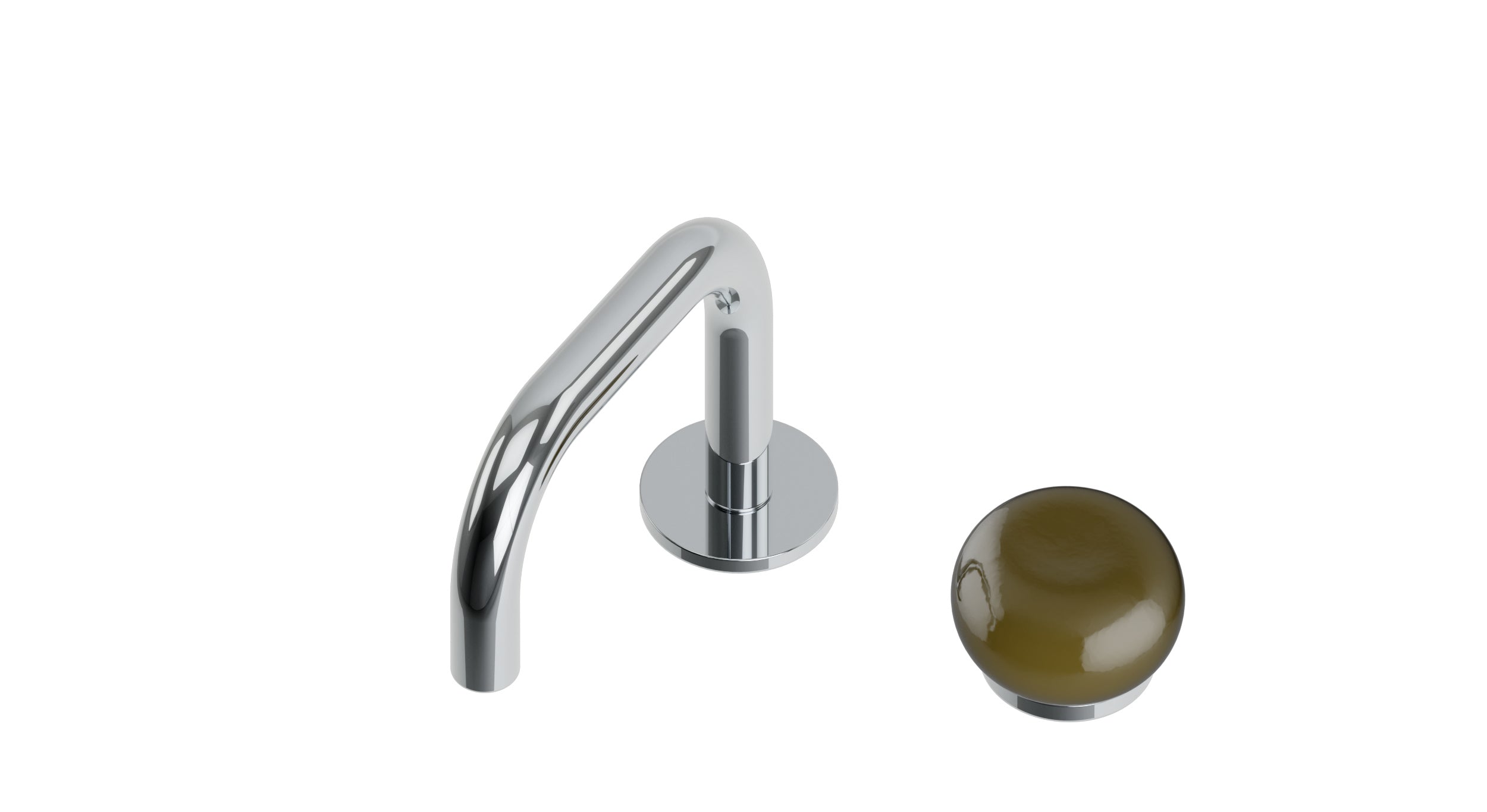 Foundry One Handle Deck Mount Squaretop Lavatory Faucet with Pebble Ceramic Knob Handle in Polished Chrome