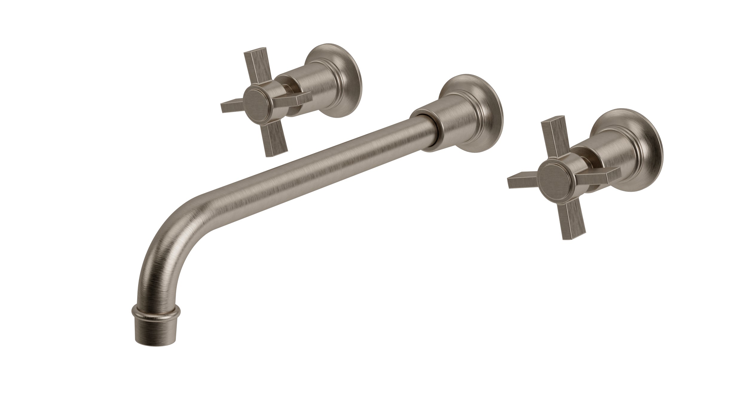 Emerson Two Handle Wall Mount 12" Lavatory Faucet with Defined Cross Handles in Antique Nickel