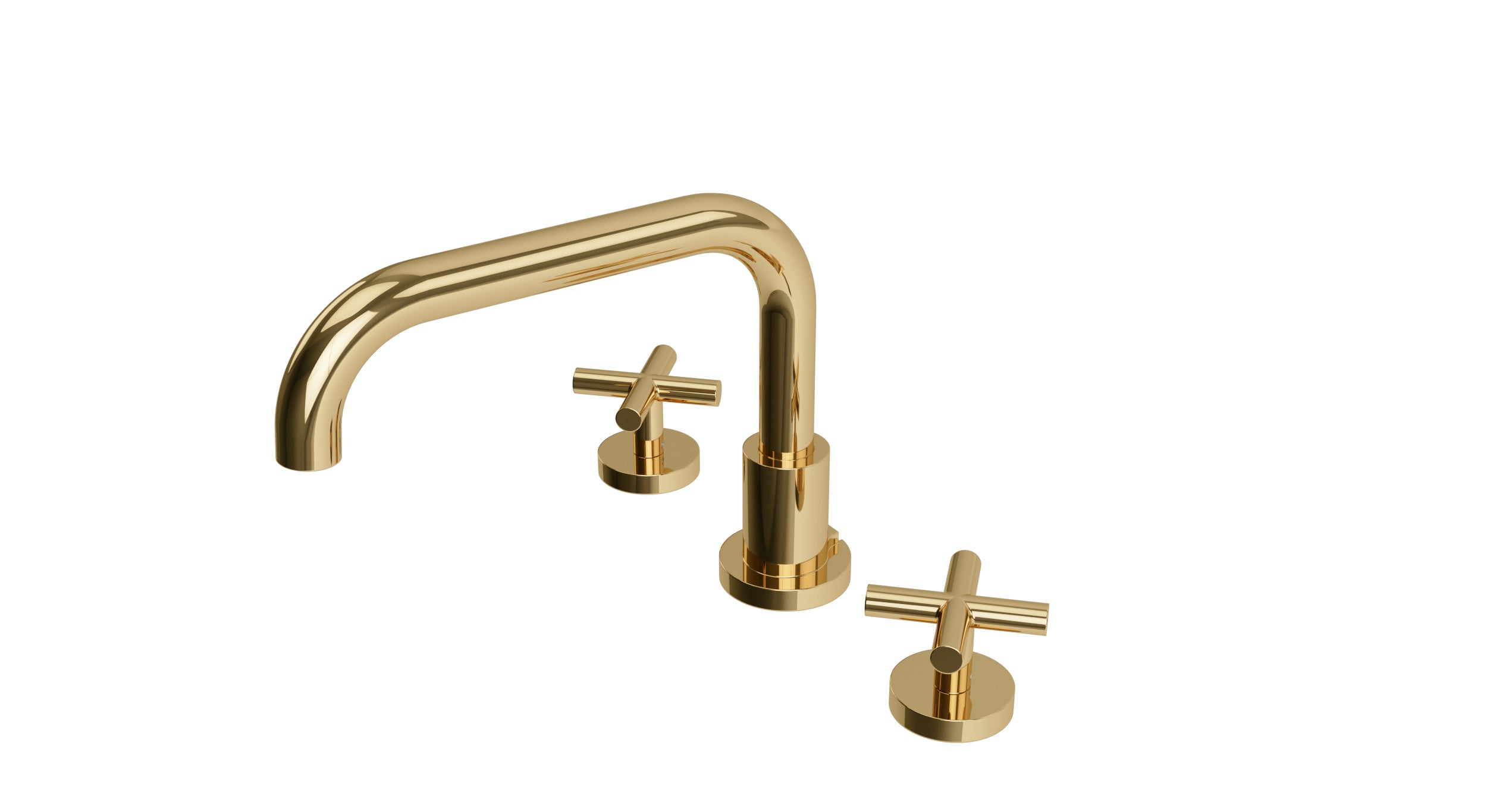 Contour Two Handle Deck Mount Squaretop Bath Trim with Soft Cross Handles in Polished Brass