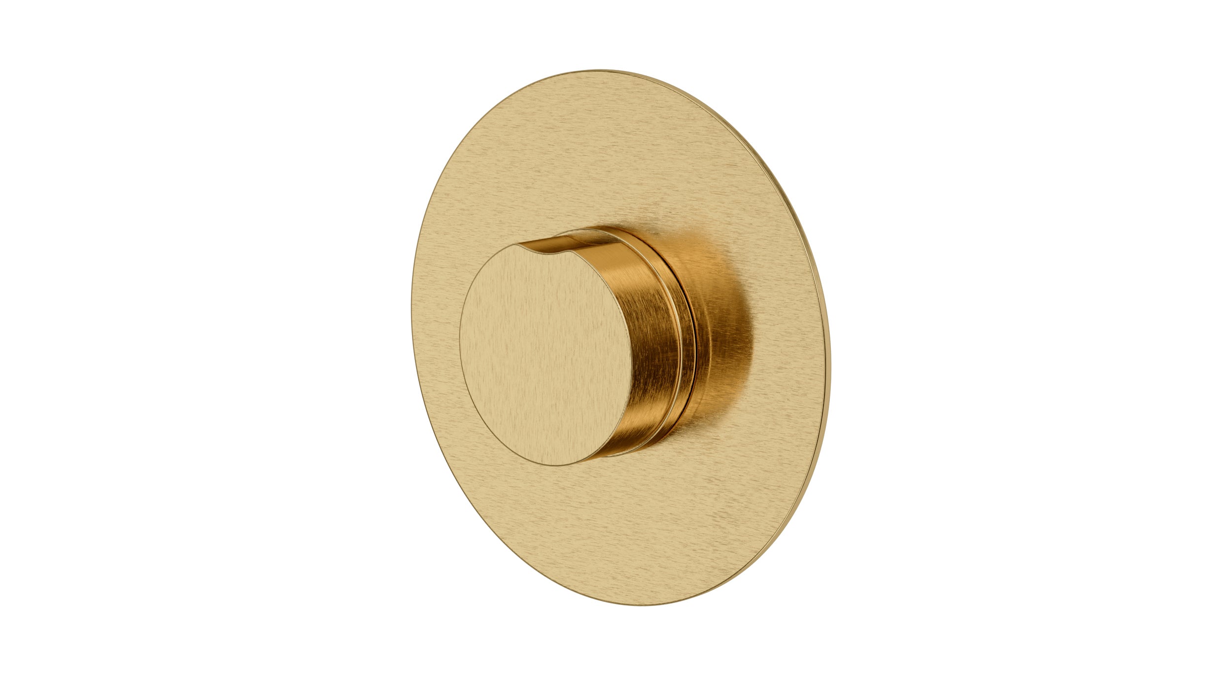Foundry One Handle Wall Mount Shower Trim with Barrel Knob Handle in Satin Brass
