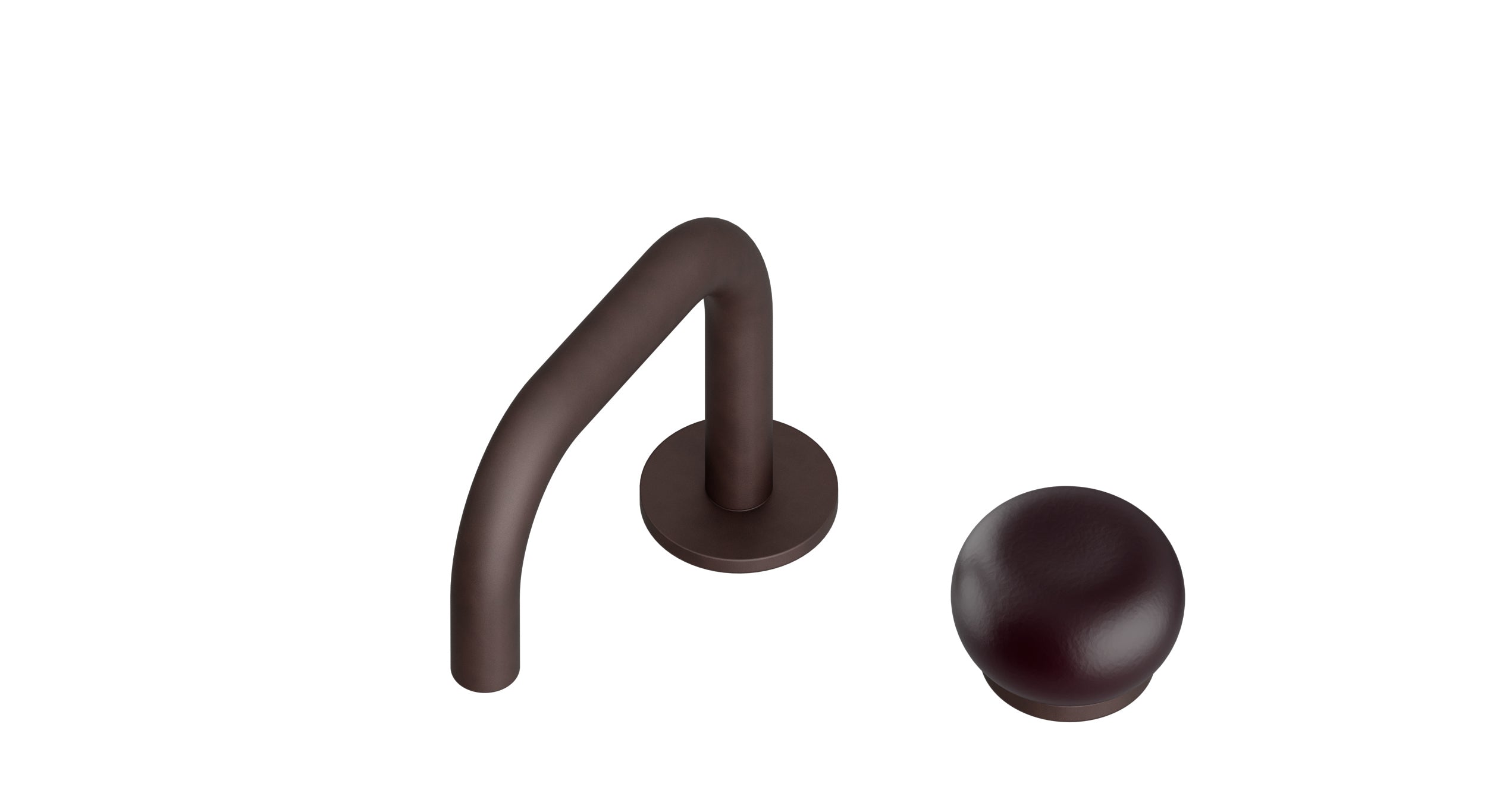 Foundry One Handle Deck Mount Squaretop Lavatory Faucet with Pebble Ceramic Knob Handle in Architectural Copper