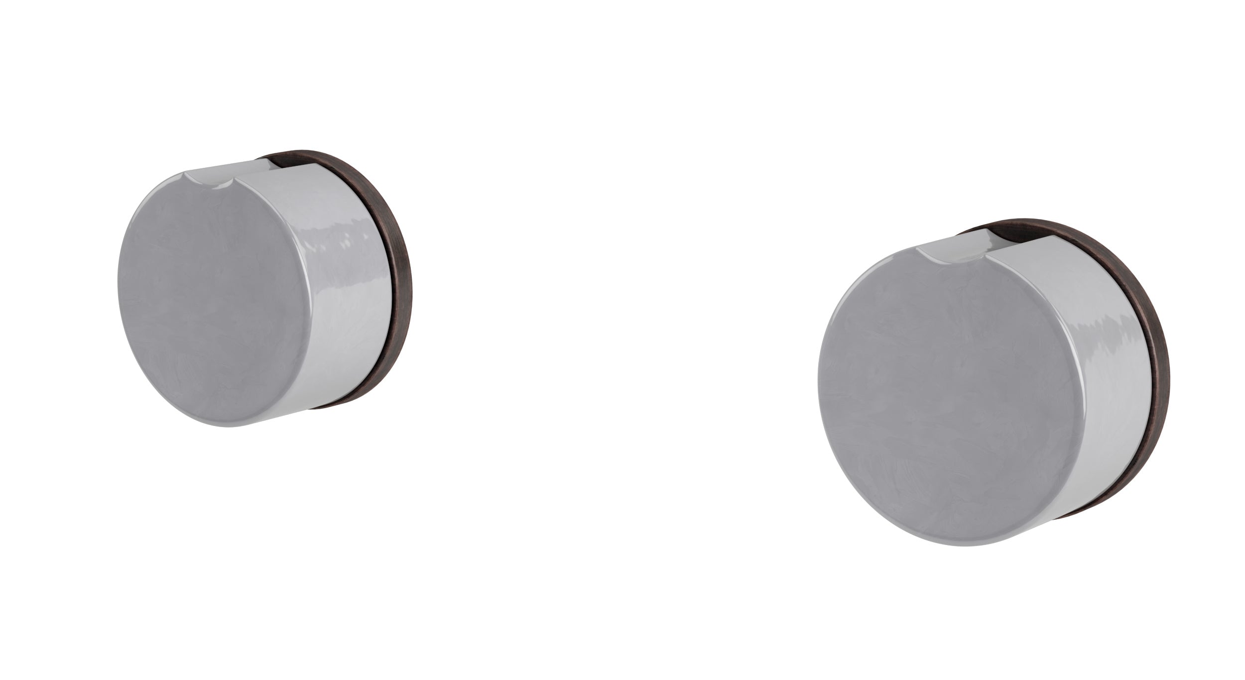Foundry Two Handle Wall Mount Bath Trim with Groove Ceramic Knob Handles in Antique Bronze