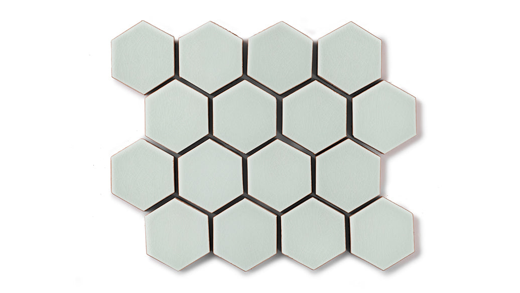 2" Hexagon Sheeted Original Ceramic Mosaic Tile in Salton Sea Gloss