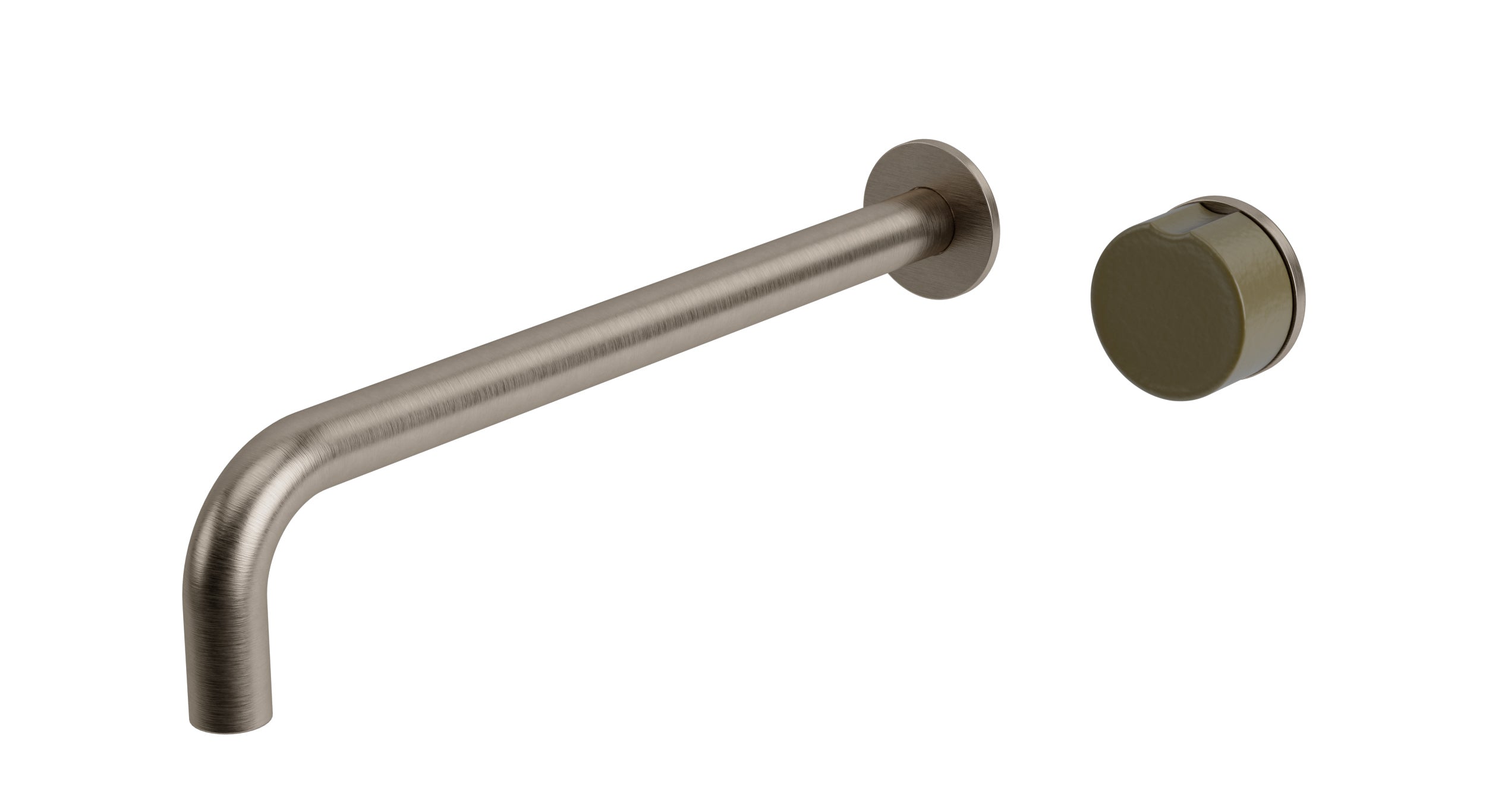Foundry One Handle Wall Mount 12" Lavatory Faucet with Groove Ceramic Knob Handle in Antique Nickel