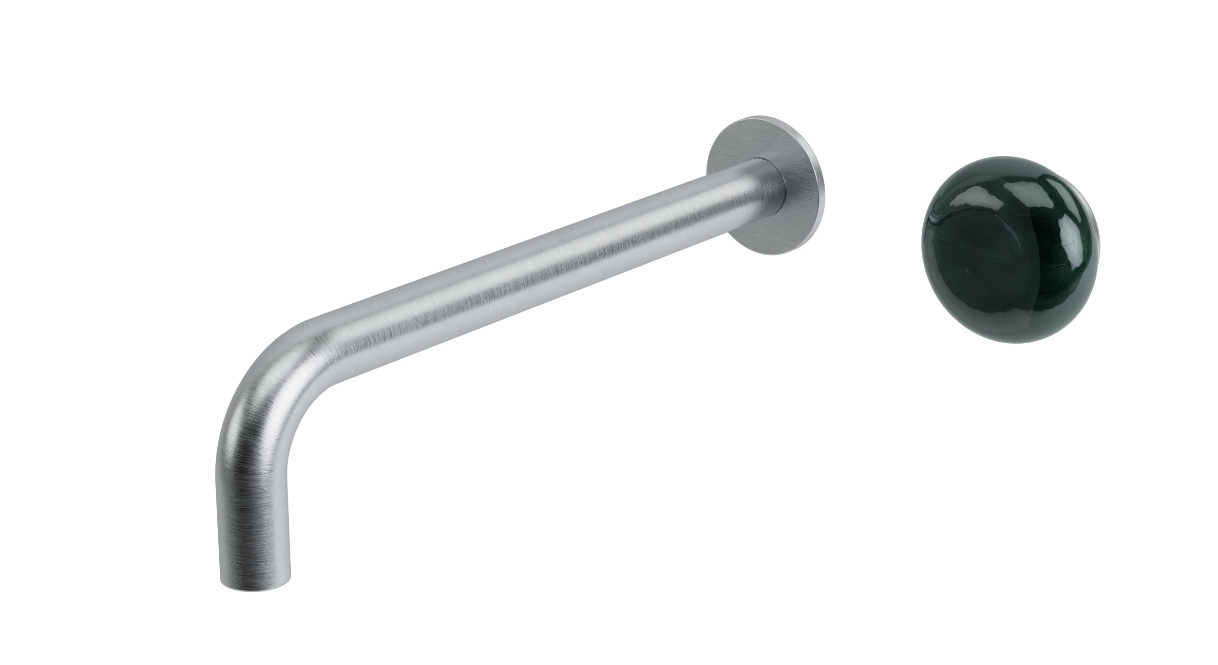 Foundry One Handle Wall Mount 10" Lavatory Faucet with Pebble Ceramic Knob Handle in Satin Chrome