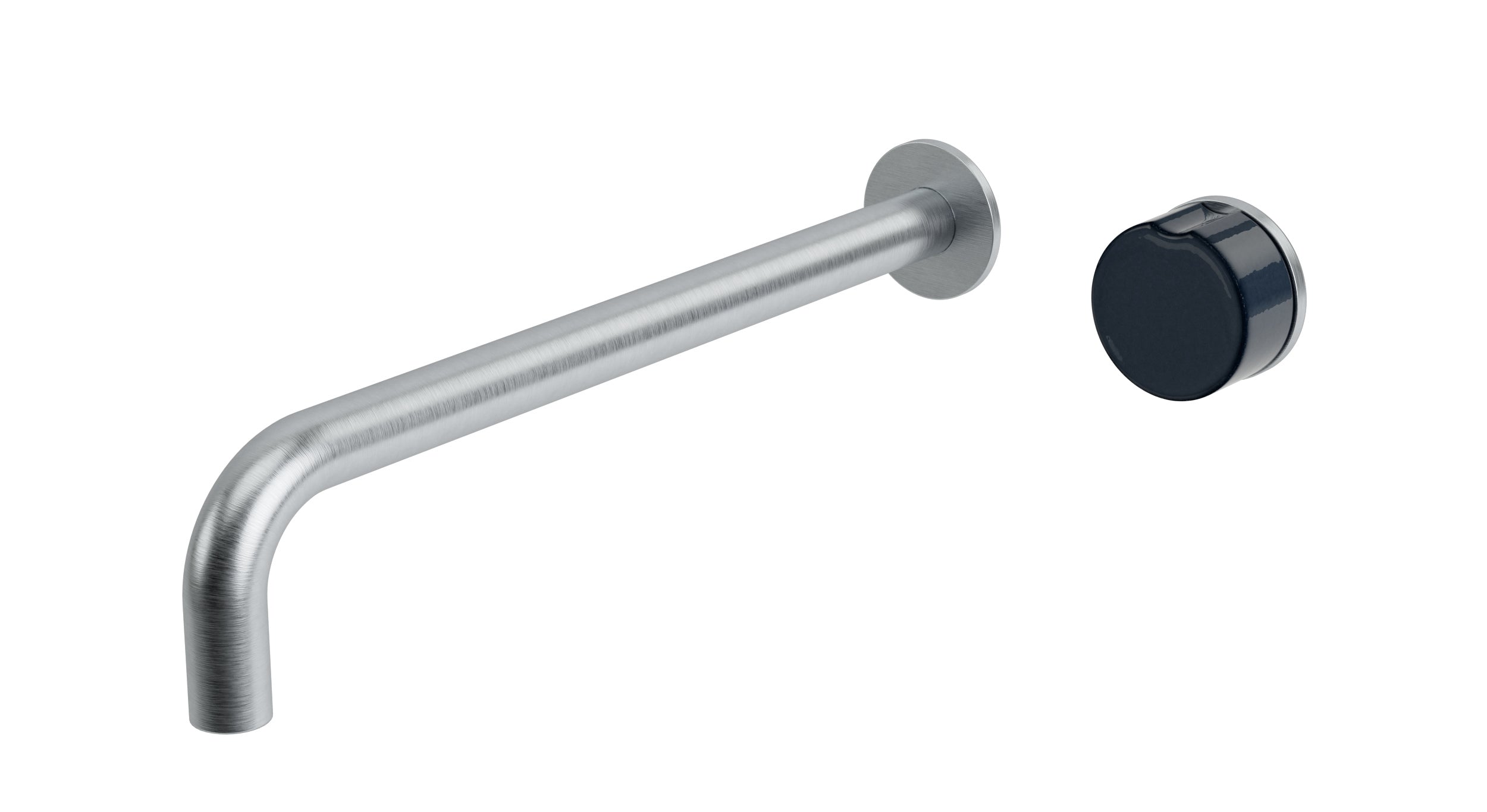 Foundry One Handle Wall Mount 12" Lavatory Faucet with Pebble Ceramic Knob Handle in Satin Chrome