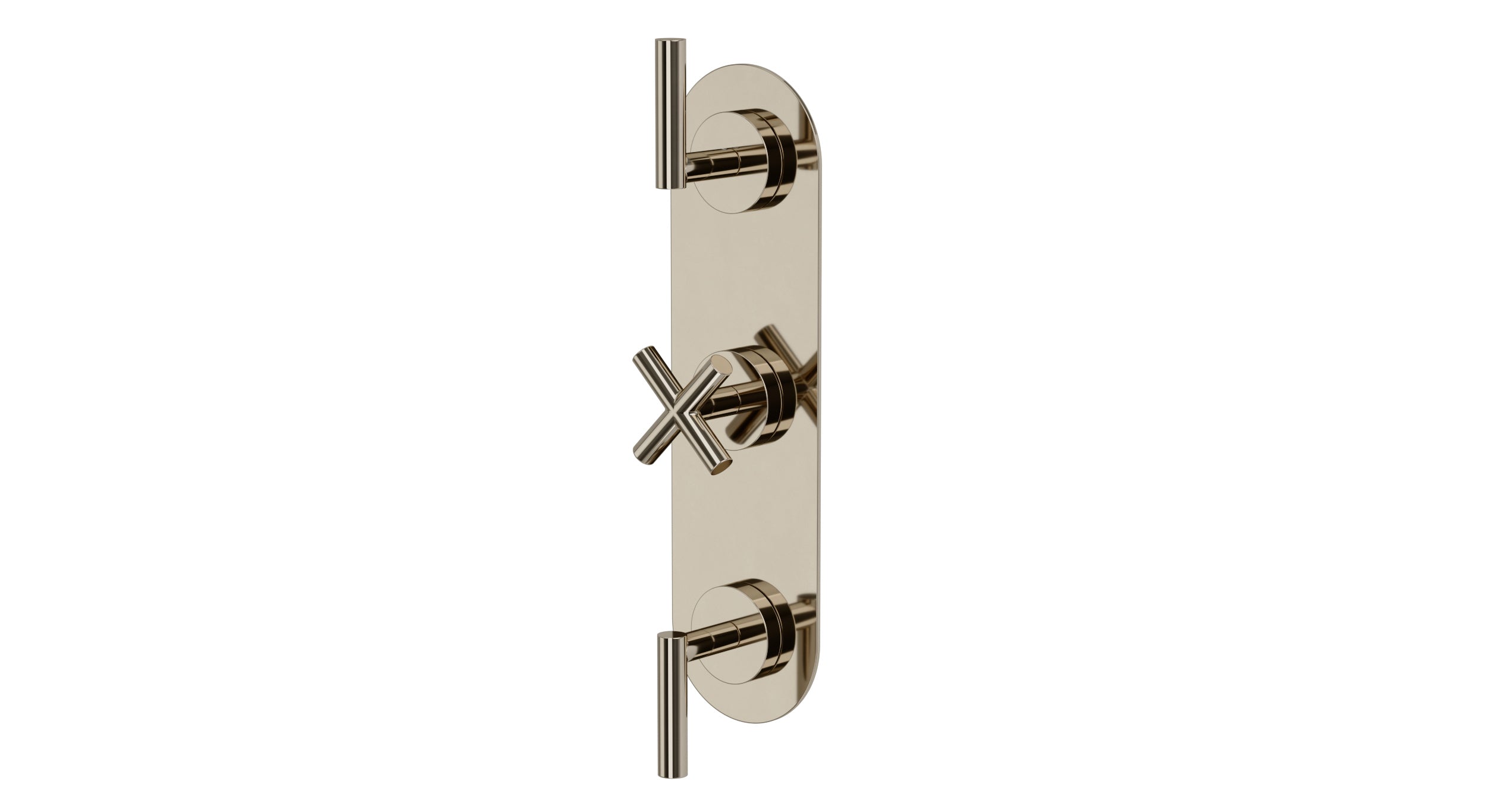 Contour Three Handle Wall Mount Shower Trim with Soft Cross/Soft Lever Handles