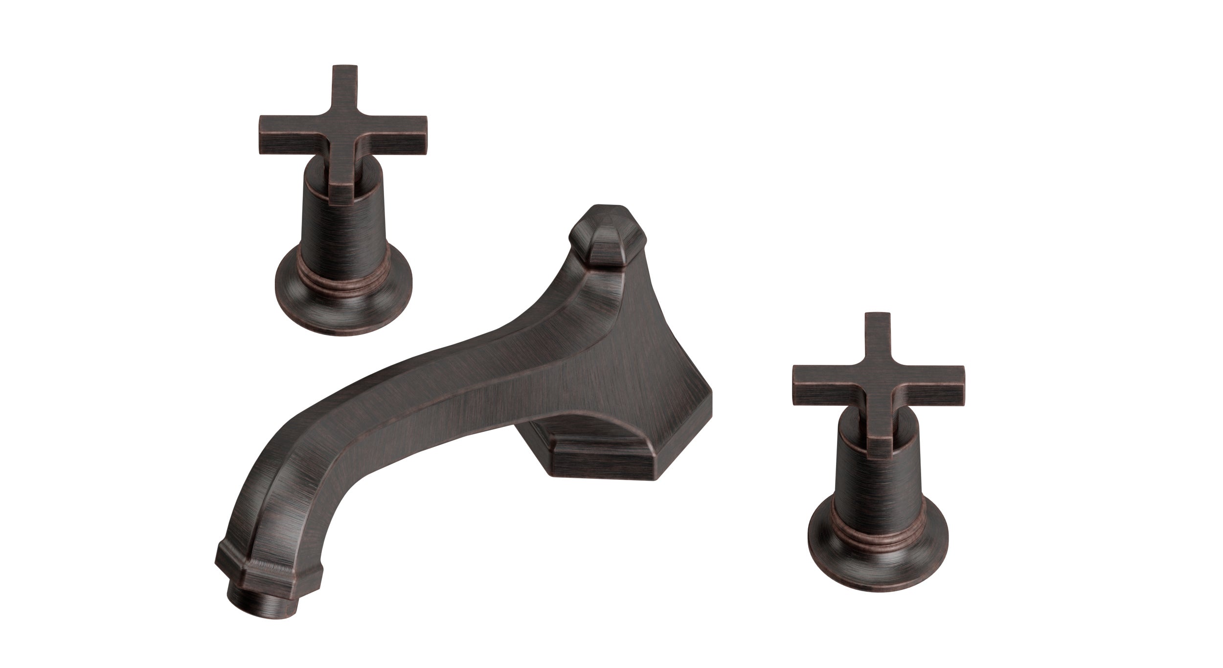 Emerson Two Handle Deck Mount Low Hexagon Bath Trim with Classic Cross Handles in Antique Bronze