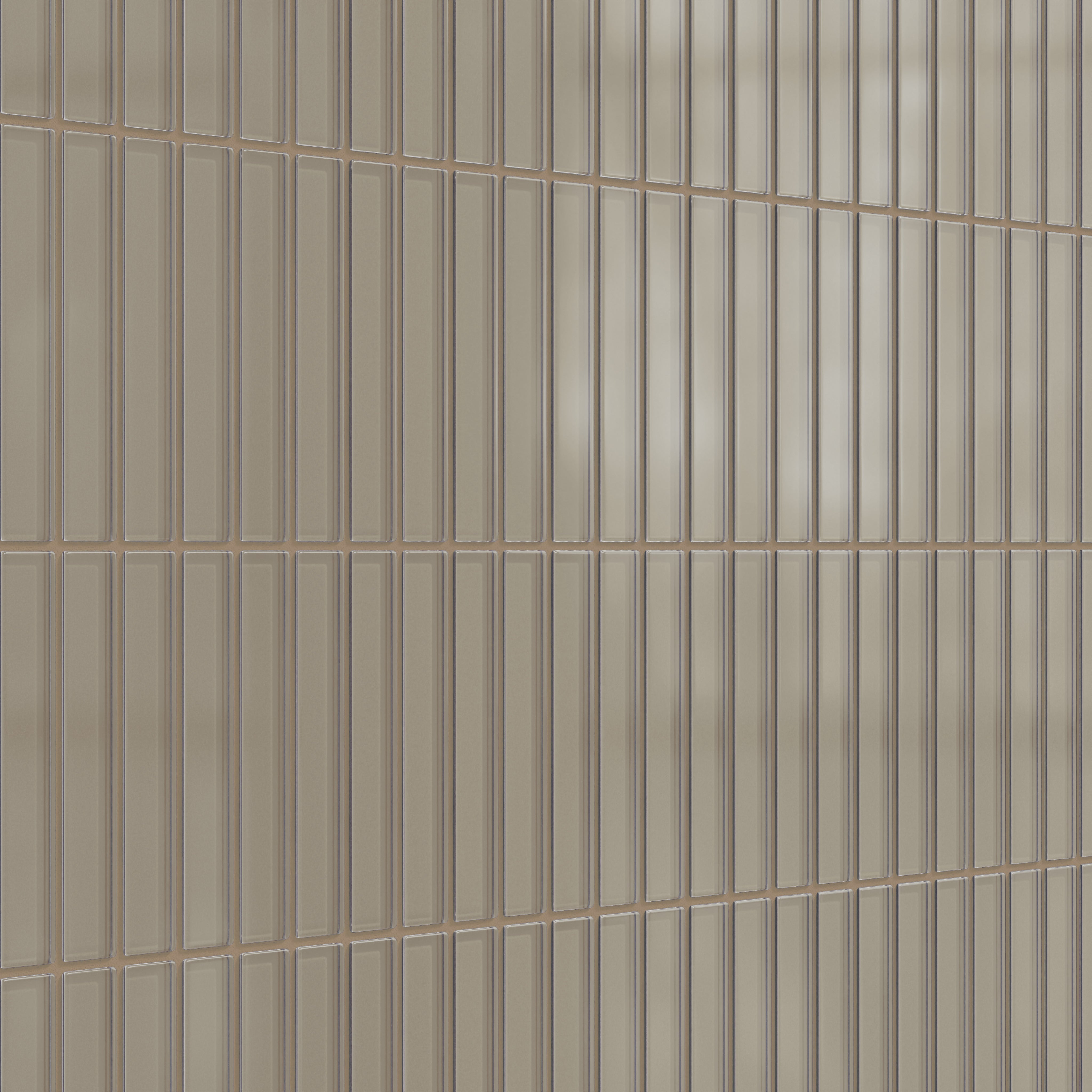 1x6 Straight Set Sheeted Glass Mosaic Tile in Quail Matte