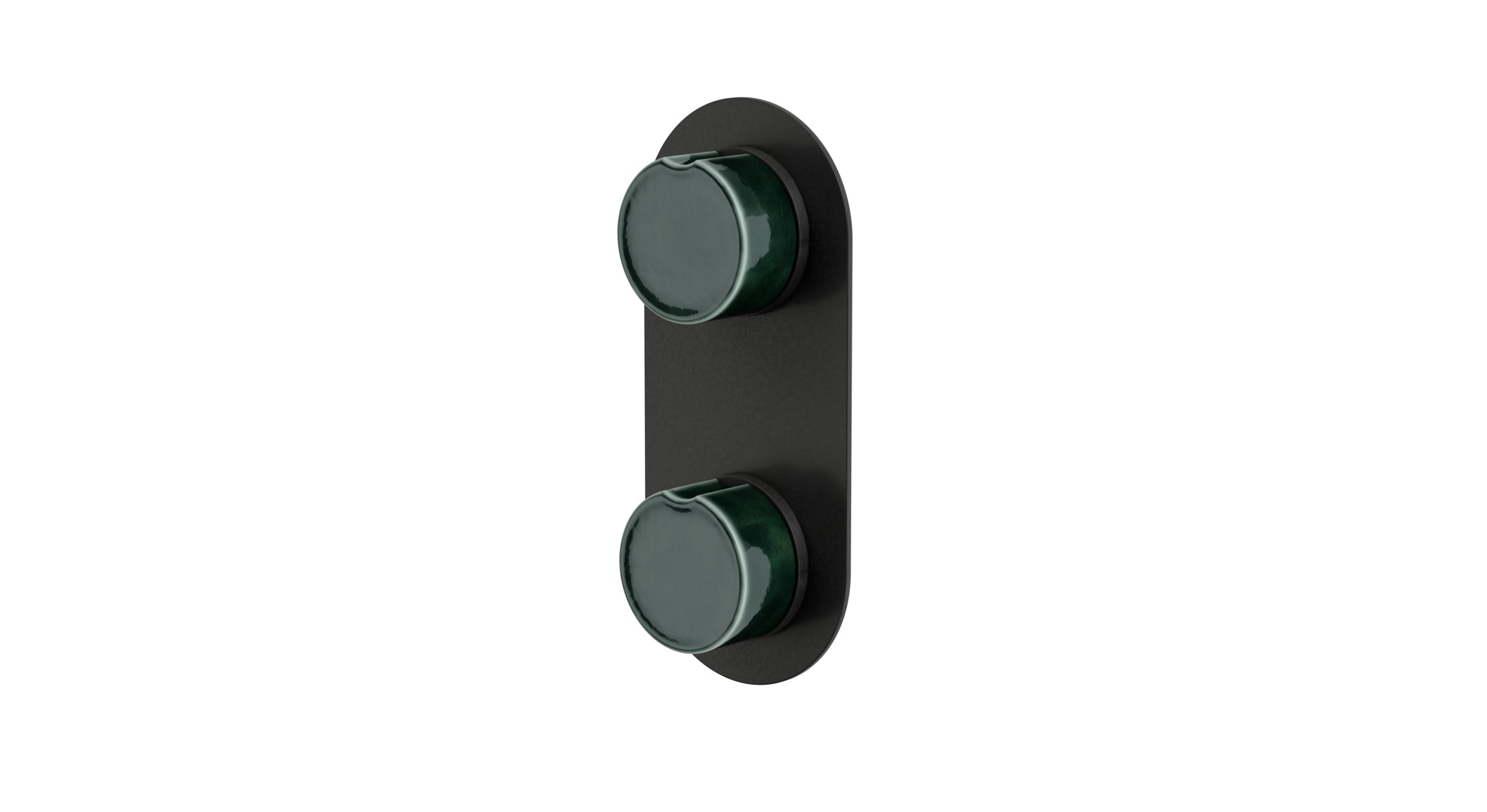 Foundry Two Handle Wall Mount Shower Trim with Groove Ceramic Knob Handles in Blackened Nickel