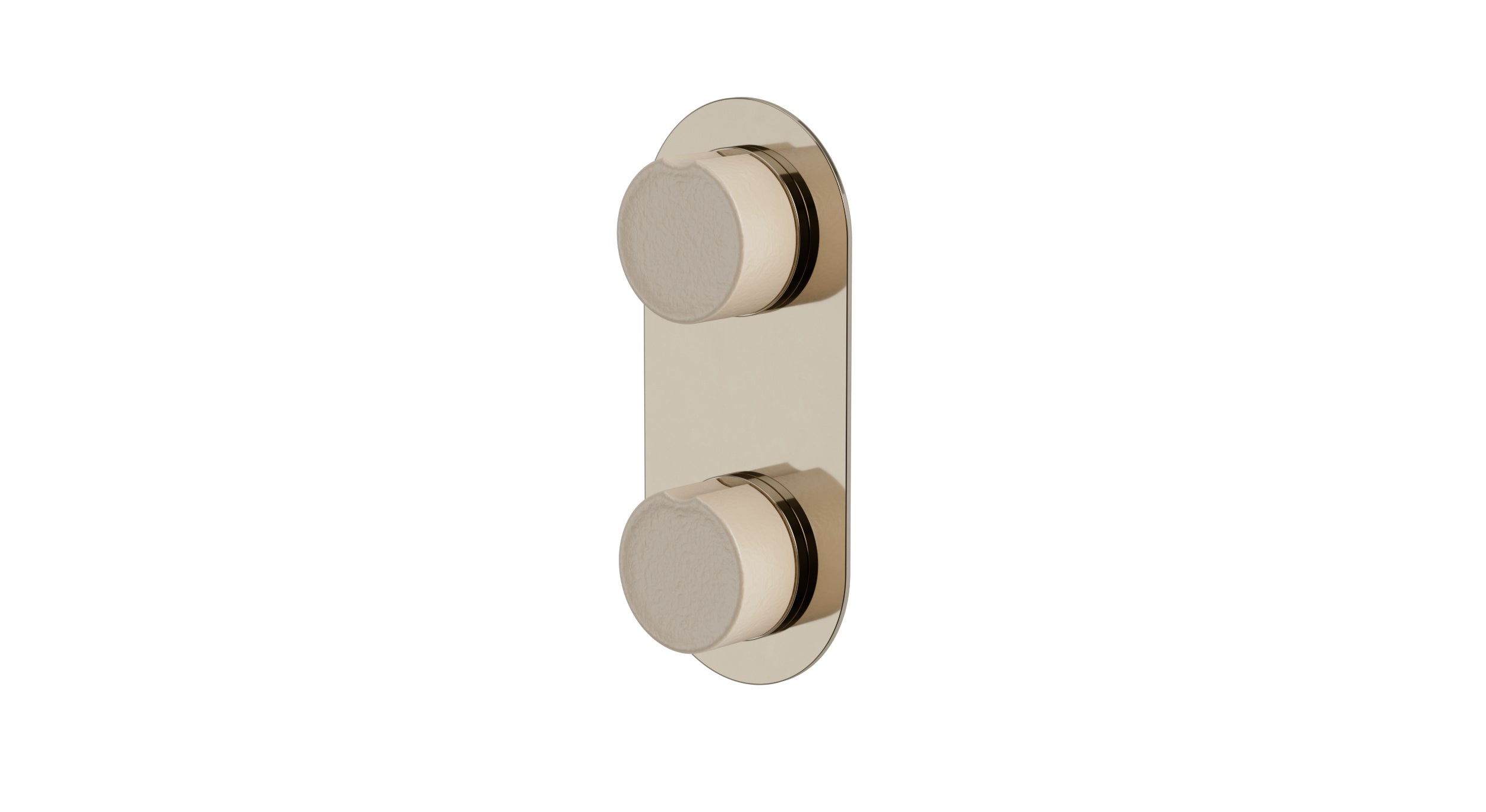 Foundry Two Handle Wall Mount Shower Trim with Groove Ceramic Knob Handles in Polished Nickel