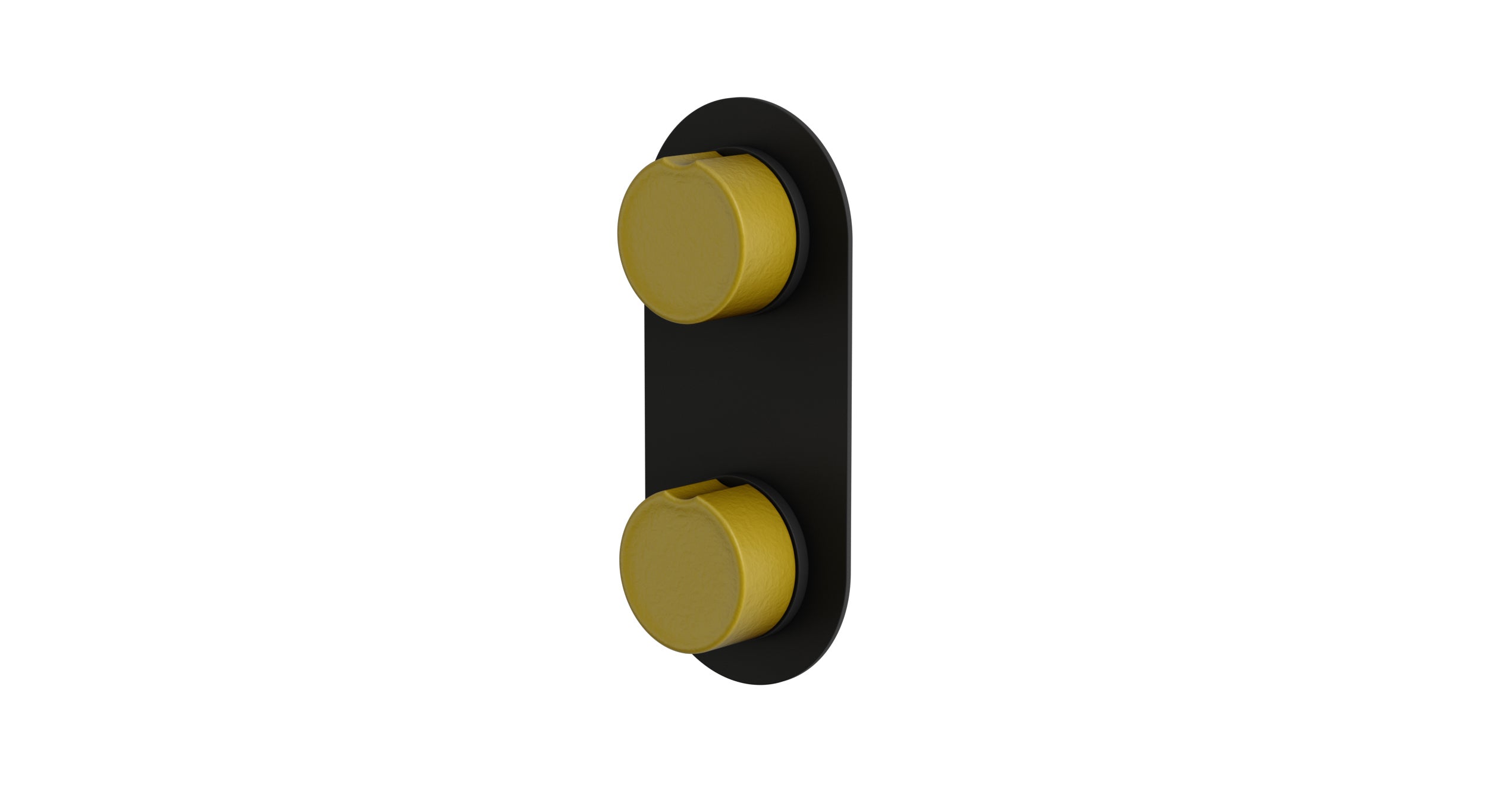 Foundry Two Handle Wall Mount Shower Trim with Groove Ceramic Knob Handles in Matte Black