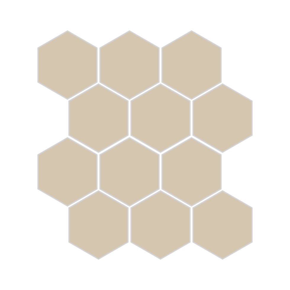 3" Hexagon Sheeted Original Ceramic Mosaic Tile in Dolomite Gloss