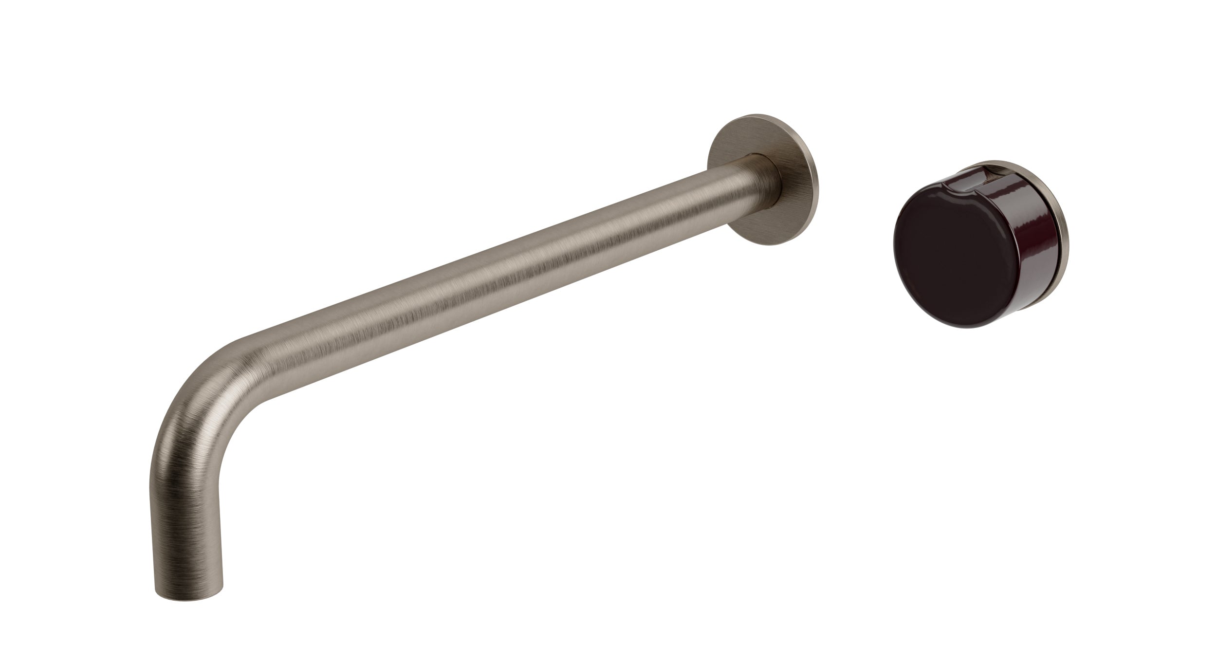 Foundry One Handle Wall Mount 12" Lavatory Faucet with Groove Ceramic Knob Handle in Antique Nickel