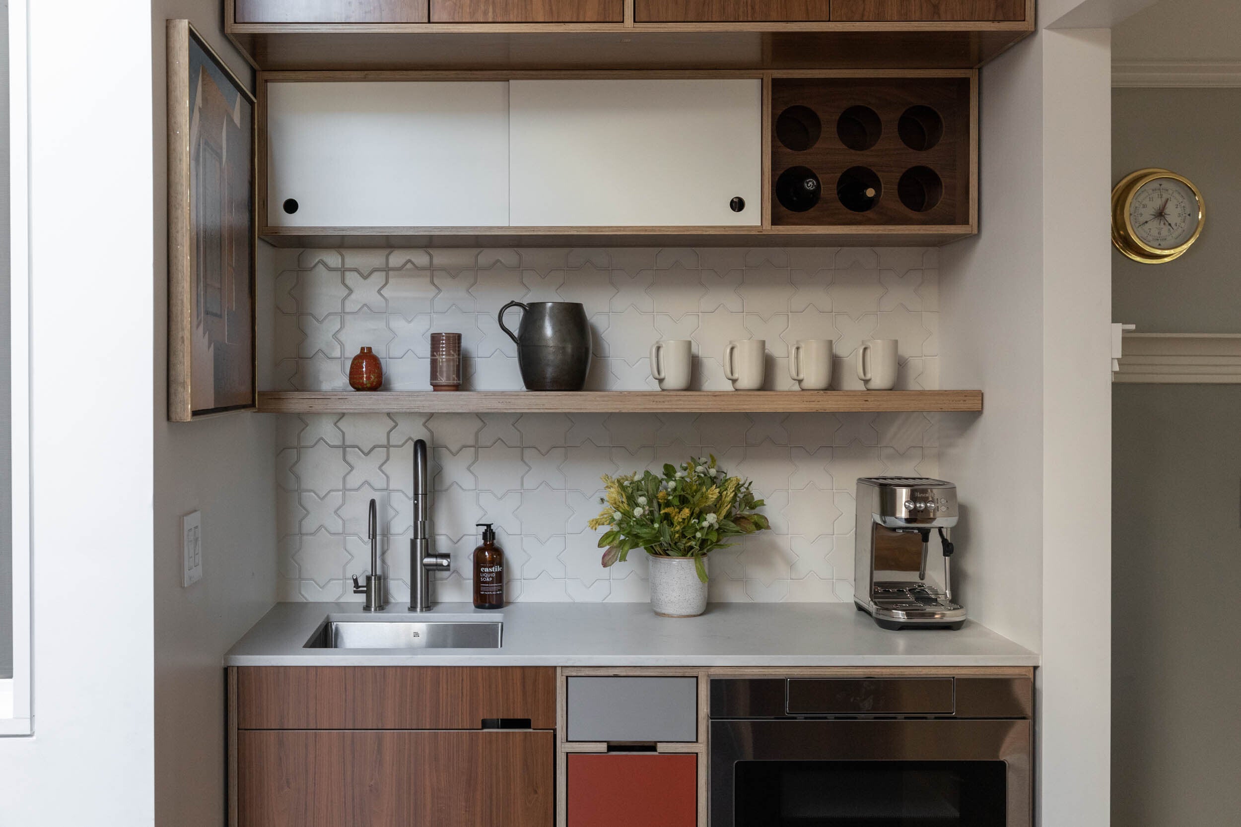 Mini Star & Cross Original Ceramic Tile in Calcite Gloss