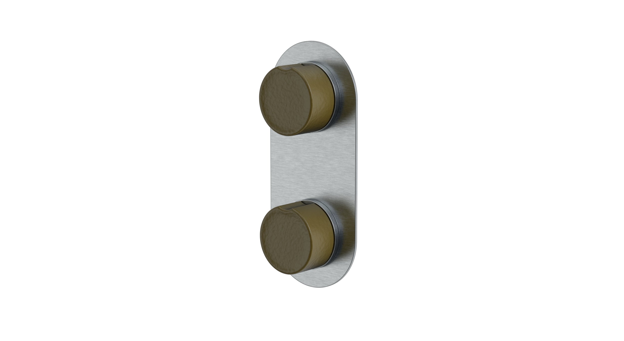 Foundry Two Handle Wall Mount Shower Trim with Groove Ceramic Knob Handles in Satin Chrome