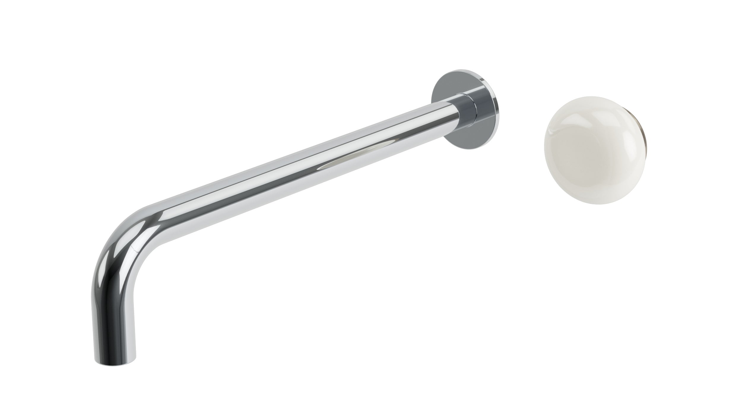 Foundry One Handle Wall Mount 12" Lavatory Faucet with Pebble Ceramic Knob Handle in Polished Chrome