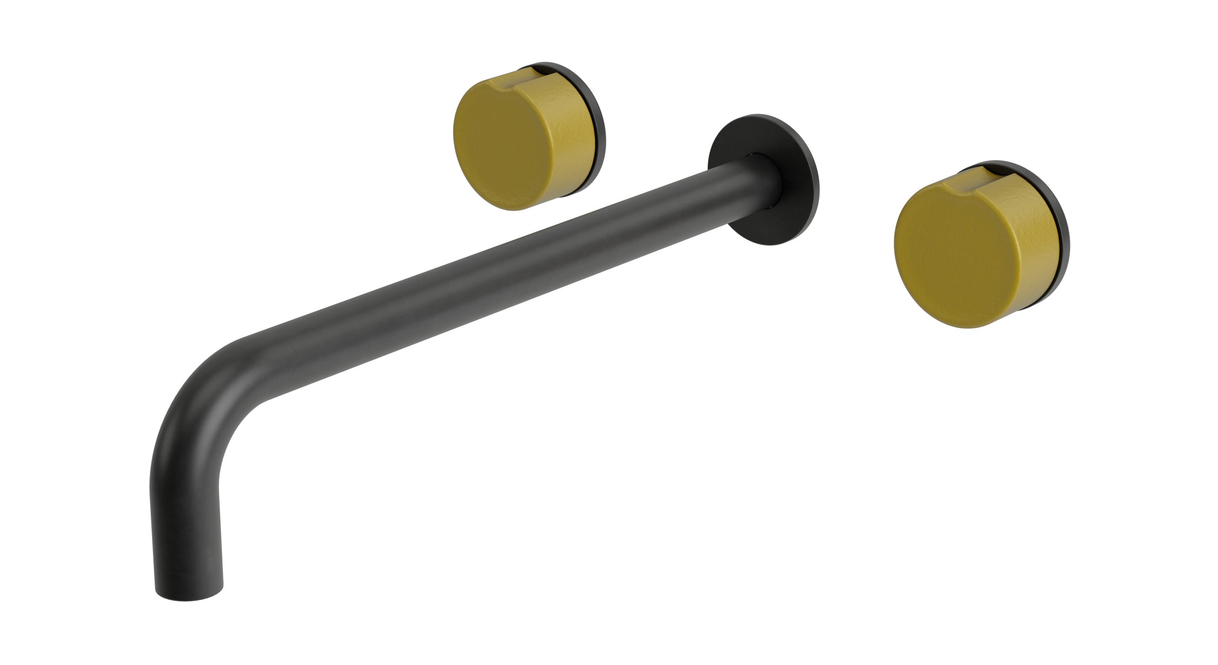 Foundry Two Handle Wall Mount 12" Lavatory Faucet with Groove Ceramic Knob Handles in Oil Rubbed Bronze