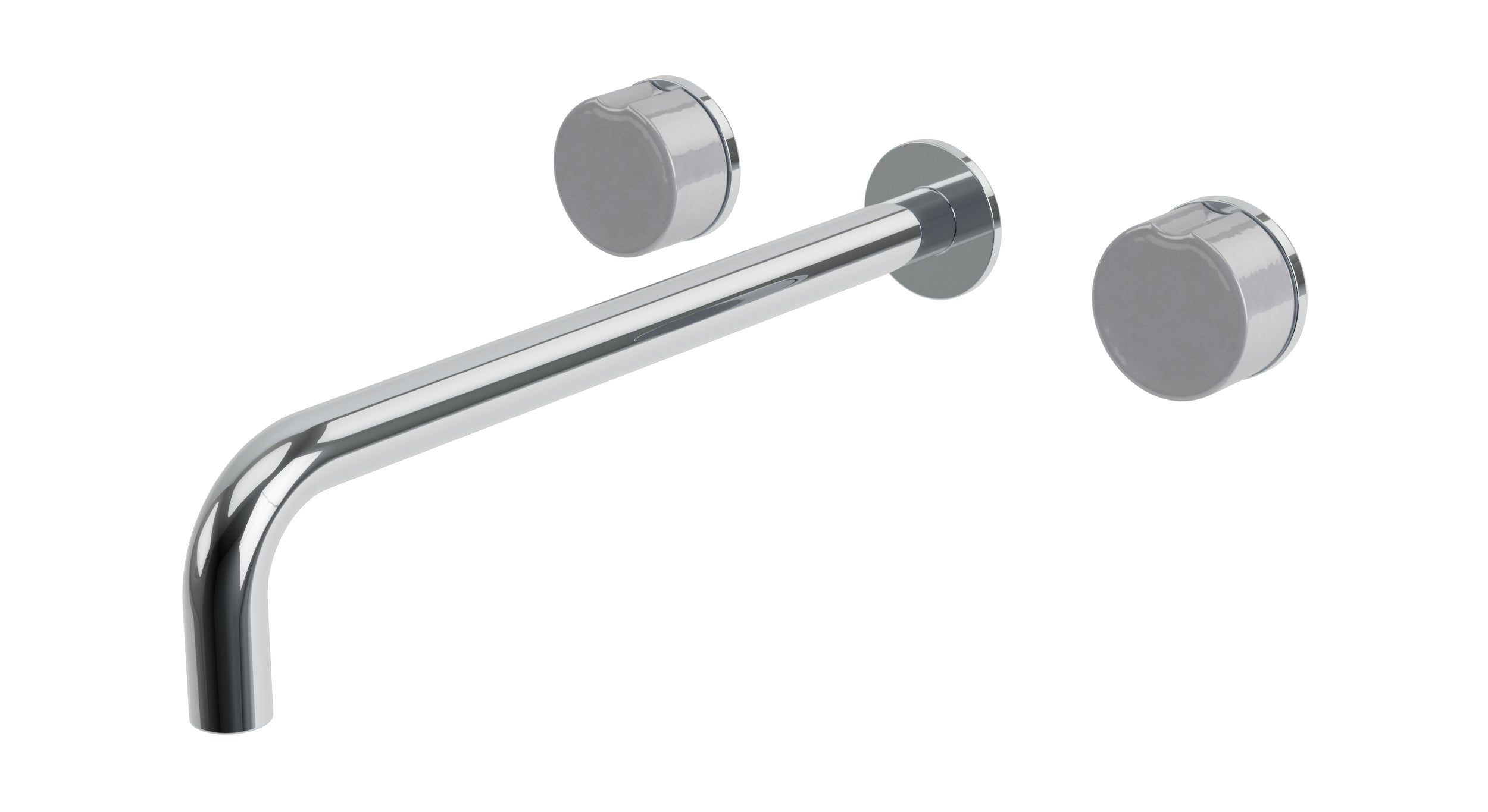 Foundry Two Handle Wall Mount 12" Lavatory Faucet with Groove Ceramic Knob Handles in Polished Chrome