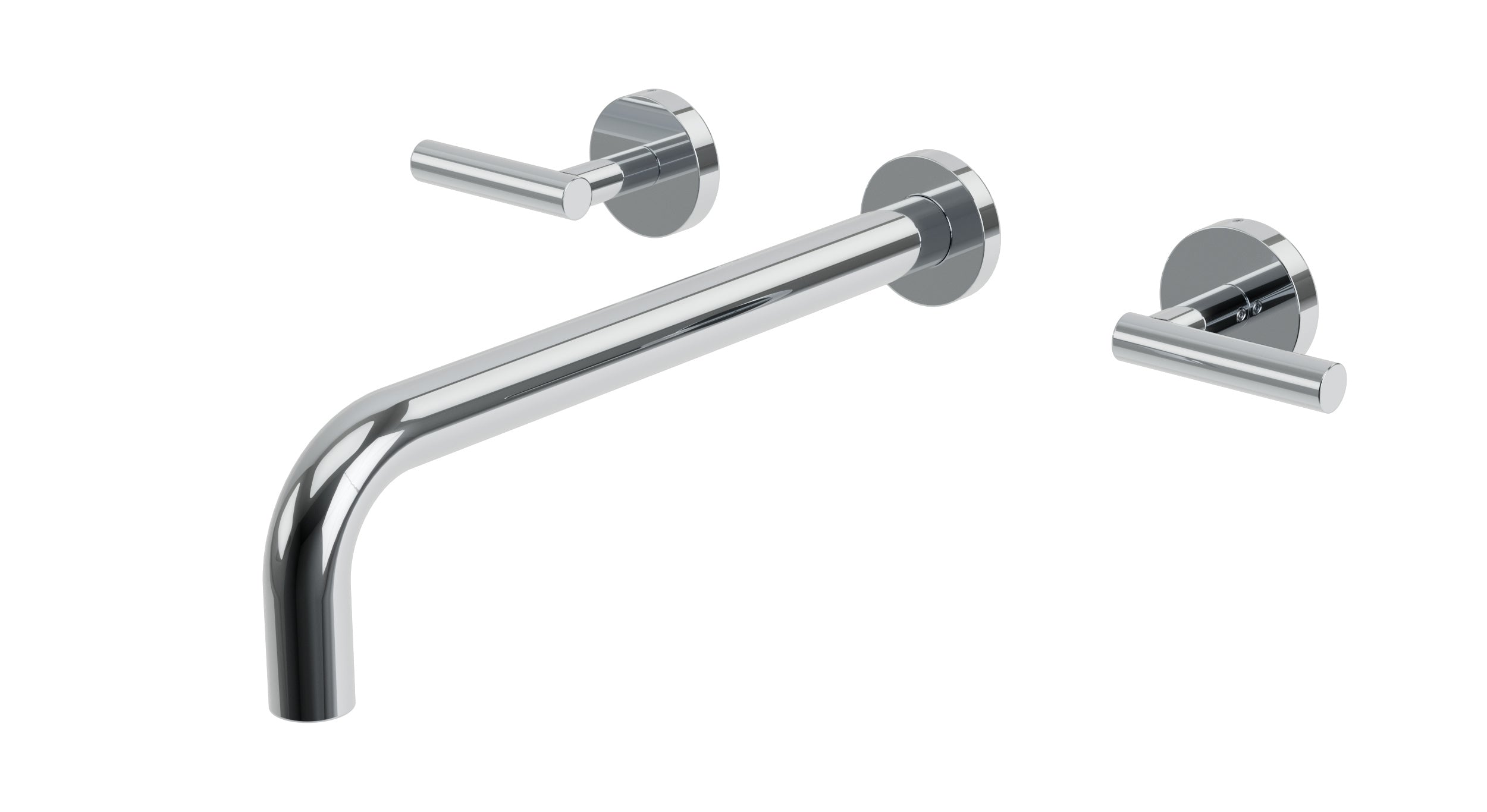 Contour Two Handle Wall Mount 12" Lavatory Faucet with Soft Lever Handles