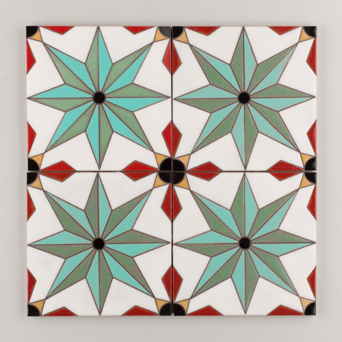 6x6 Handpainted Tile Vitoria in Warm Motif