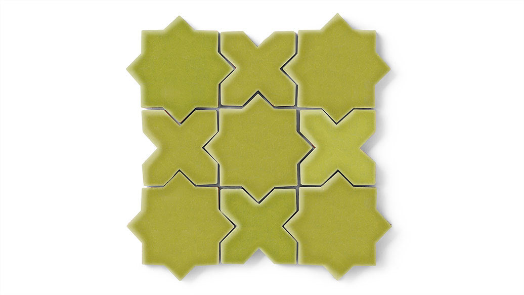 Mini Star & Cross Original Ceramic Tile in Palm Tree Gloss