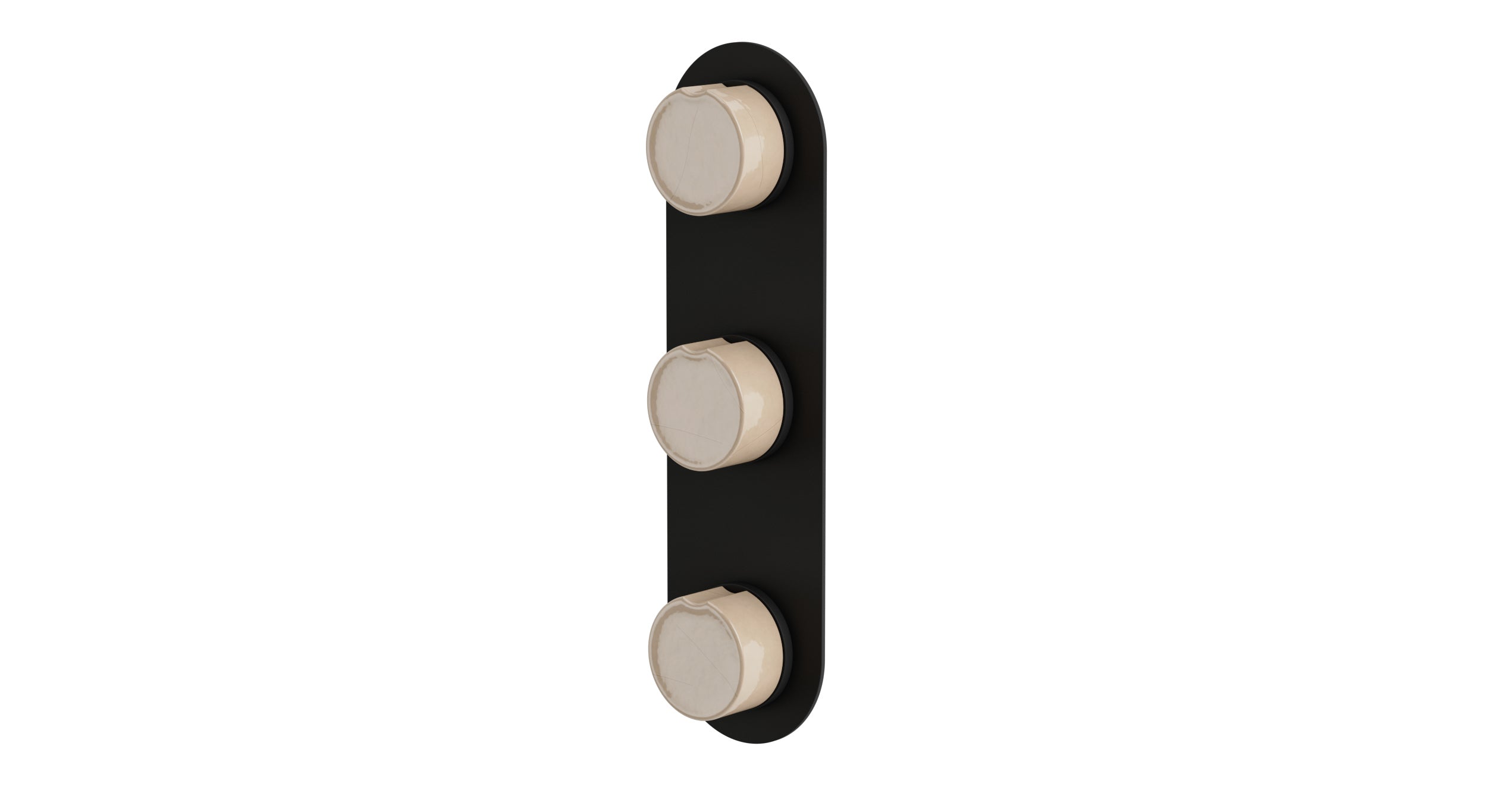 Foundry Three Handle Wall Mount Shower Trim with Groove Ceramic Knob Handles in Matte Black