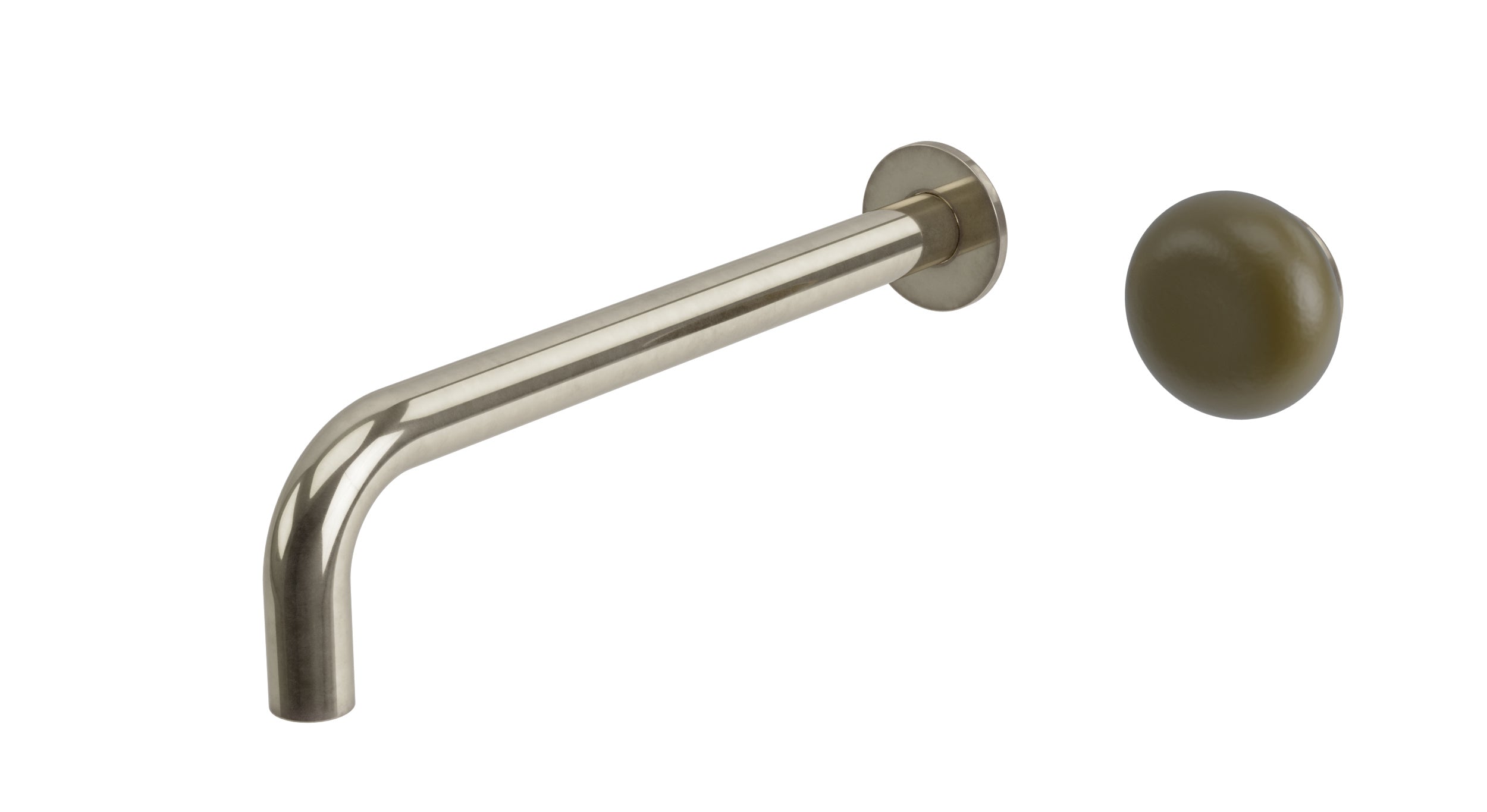 Foundry One Handle Wall Mount 10" Lavatory Faucet with Pebble Ceramic Knob Handle in French Nickel