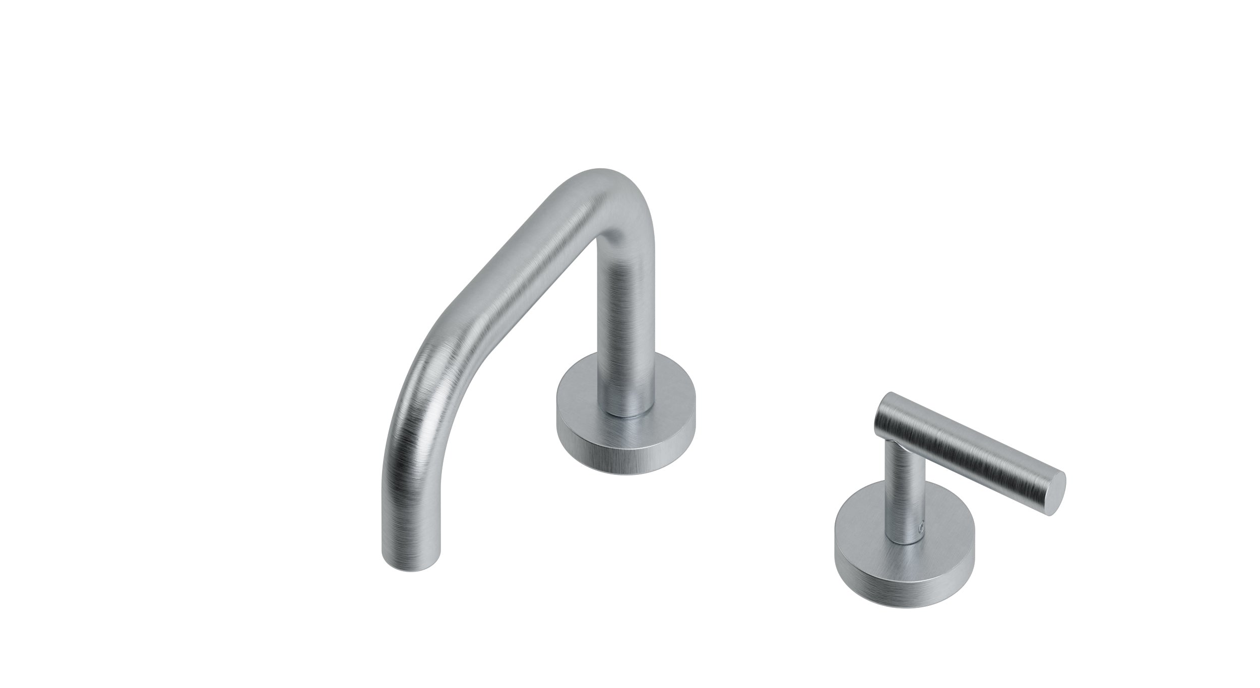 Contour One Handle Deck Mount Squaretop Lavatory Faucet with Soft Lever Handle in Satin Chrome