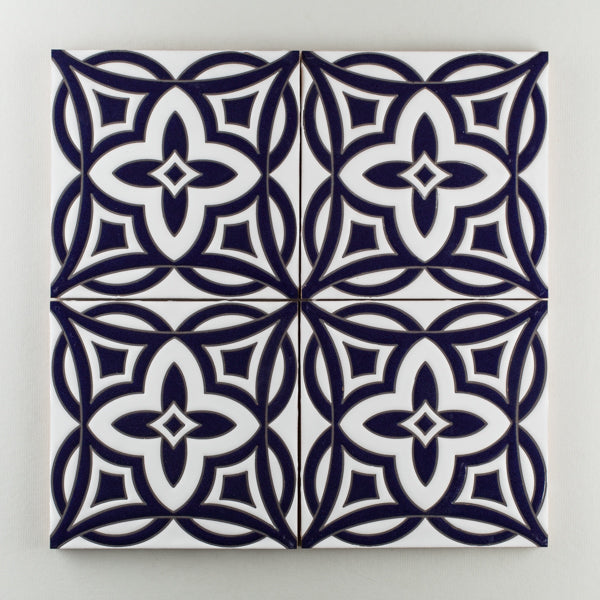 8x8 Handpainted Tile Malta in Cool Motif