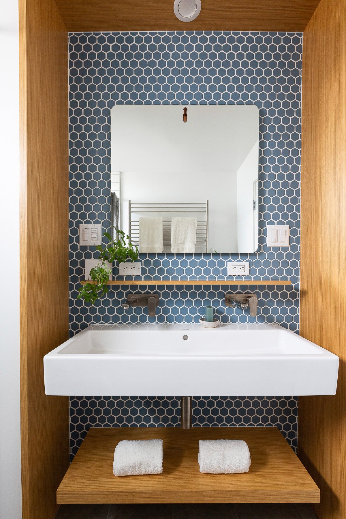 2" Hexagon Sheeted Original Ceramic Mosaic Tile in Caribbean Sea Matte
