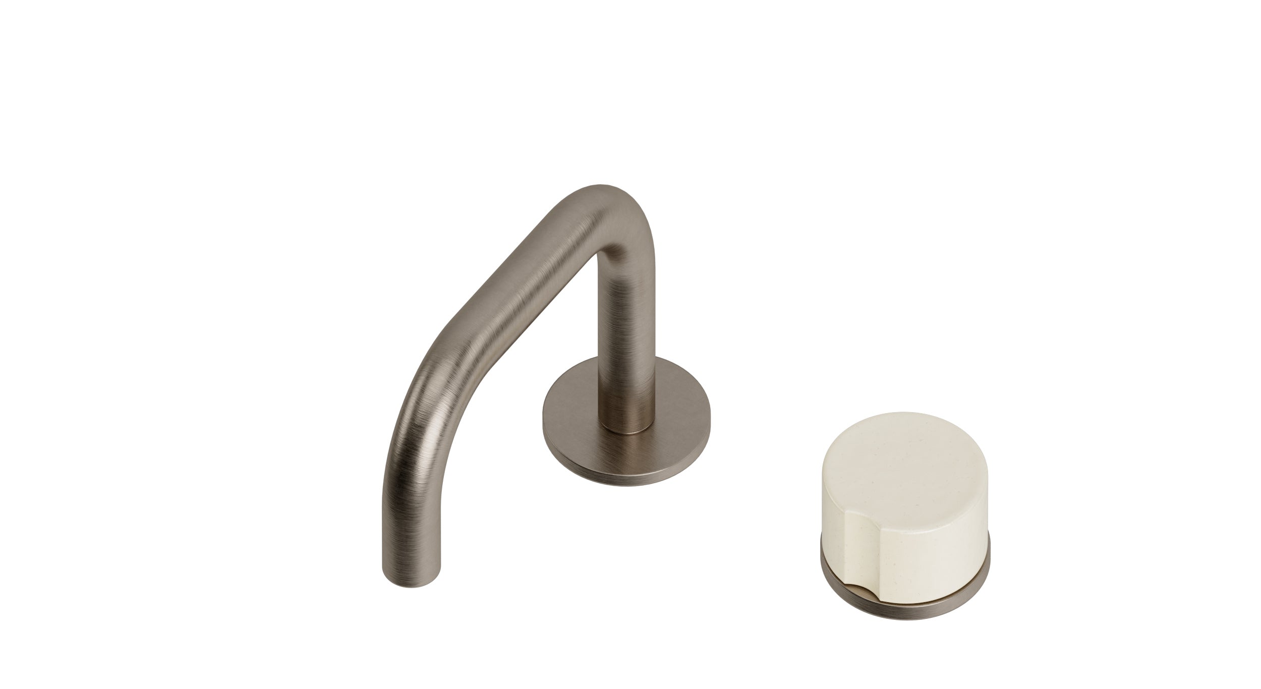 Foundry One Handle Deck Mount Squaretop Lavatory Faucet with Groove Ceramic Knob Handle in Antique Nickel
