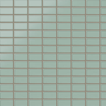 1x2 Straight Set Sheeted Glass Mosaic Tile in Kingfisher Matte