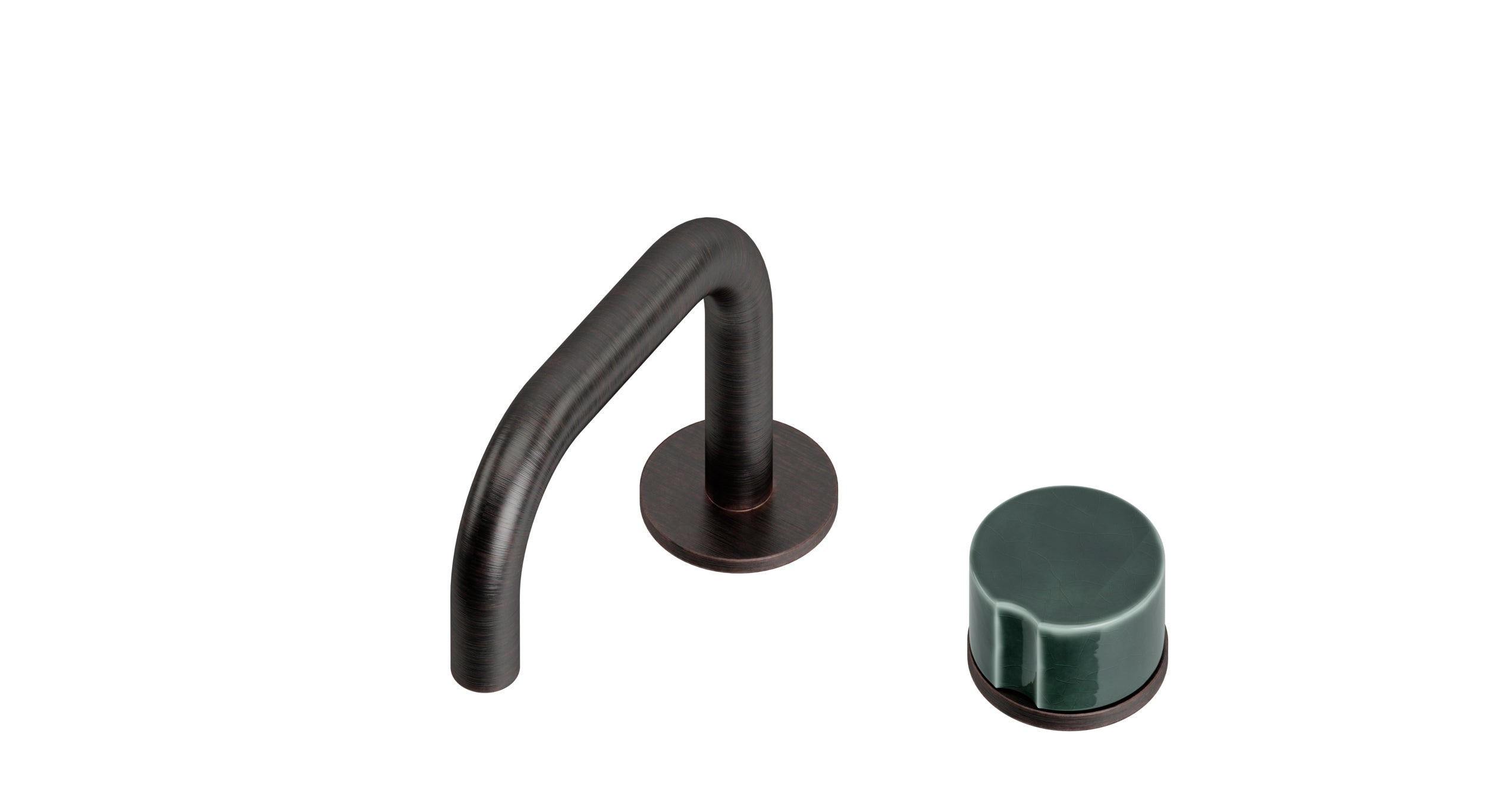 Foundry One Handle Deck Mount Squaretop Lavatory Faucet with Groove Ceramic Knob Handle in Antique Bronze