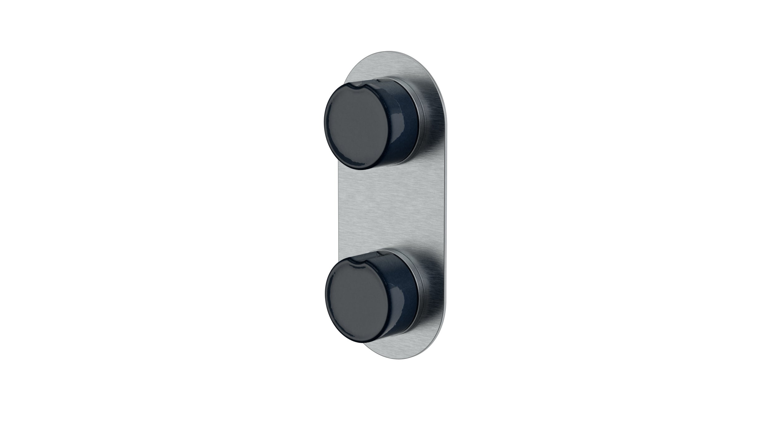 Foundry Two Handle Wall Mount Shower Trim with Groove Ceramic Knob Handles in Satin Chrome