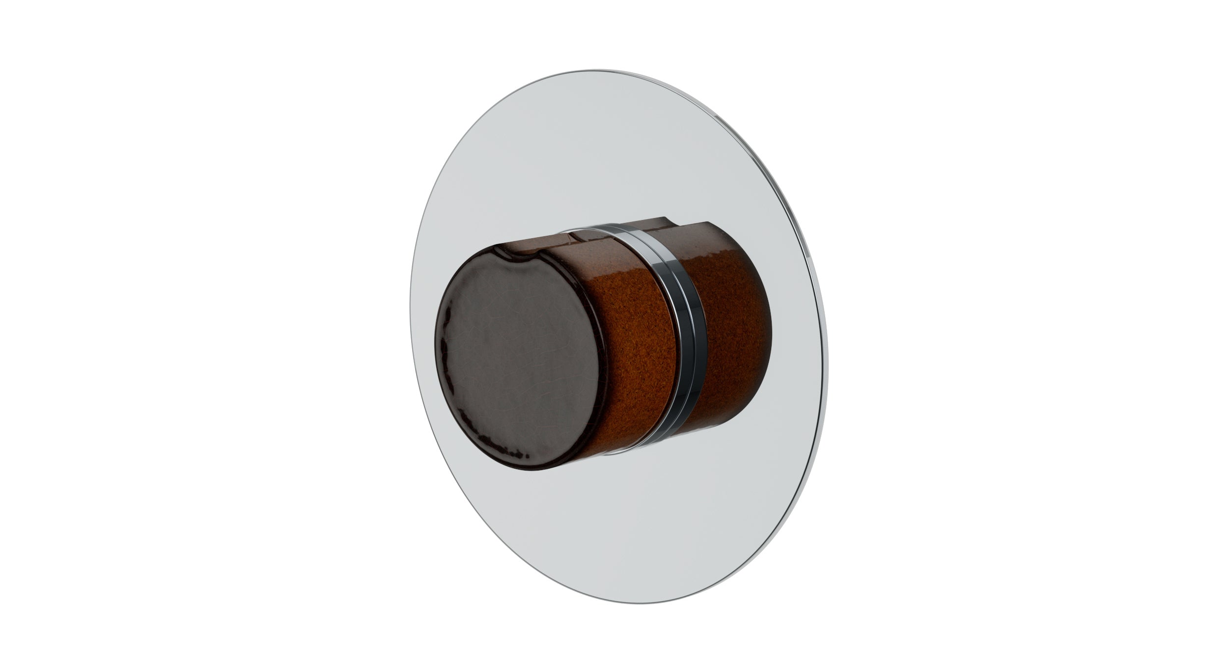 Foundry One Handle Wall Mount Shower Trim with Groove Ceramic Knob Handle in Polished Chrome