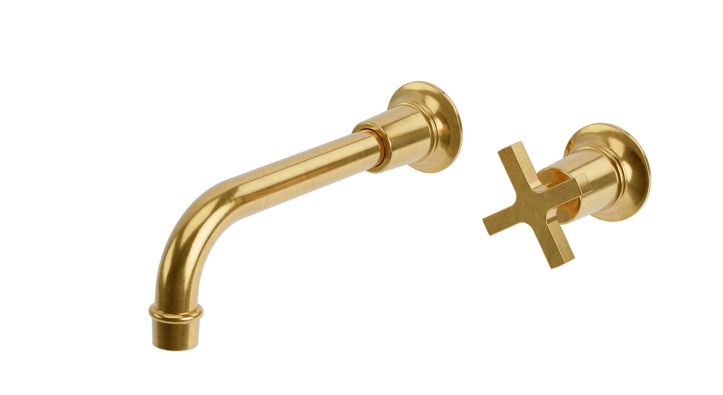 Emerson One Handle Wall Mount 8.25" Lavatory Faucet with Classic Cross Handle in French Brass