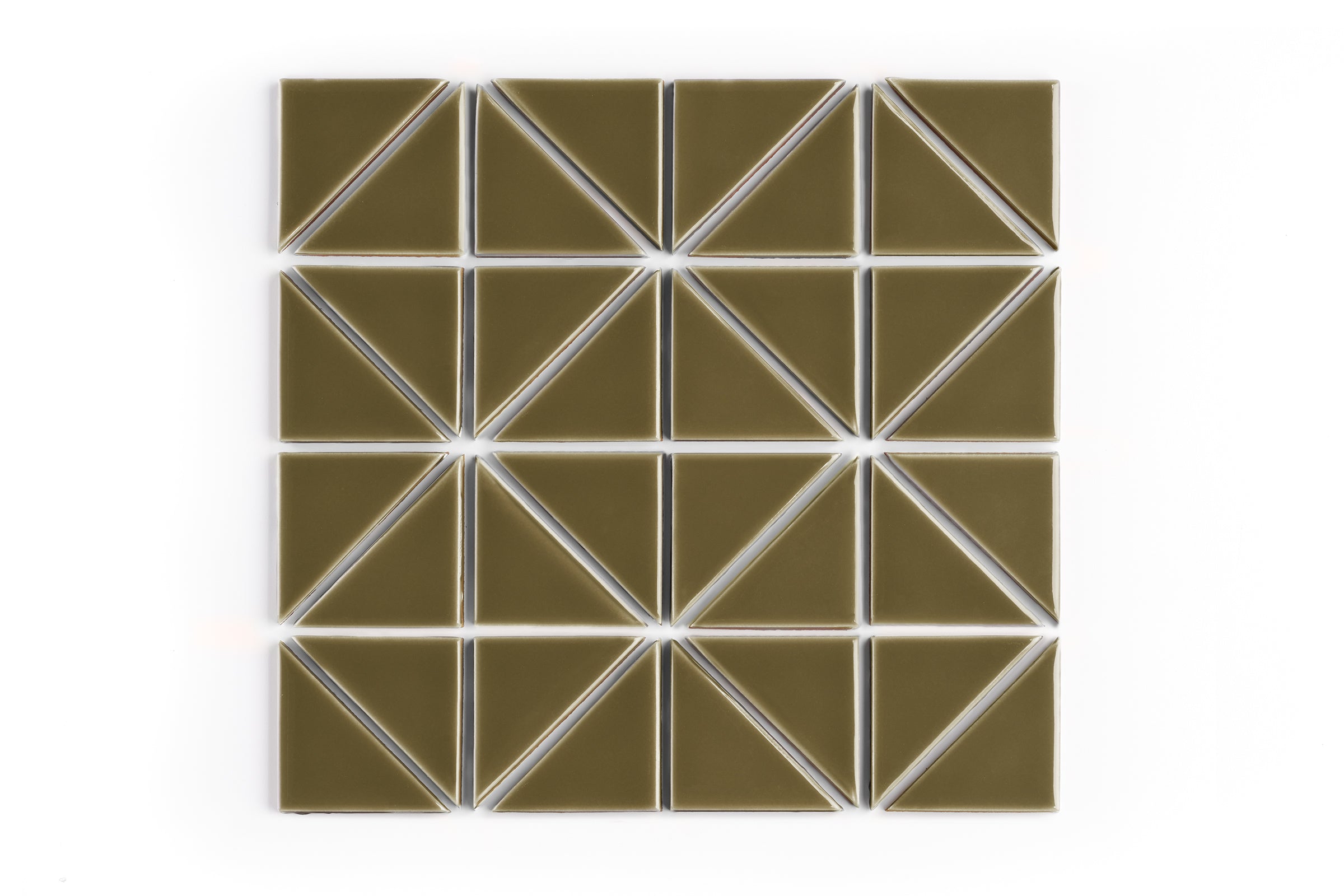 3" Triangle Sheeted - Quadrant Original Ceramic Mosaic Tile in Chaparral Gloss