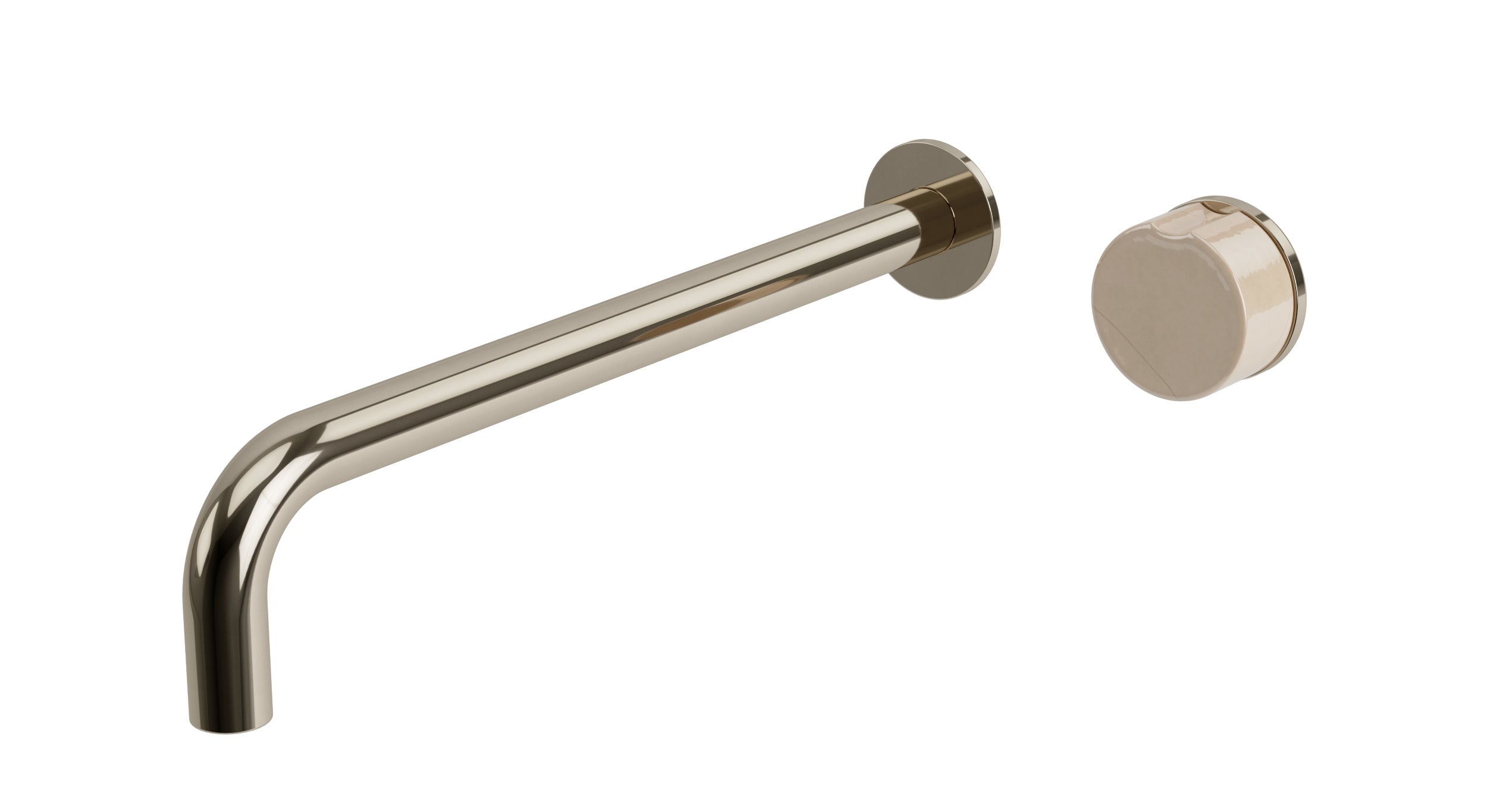 Foundry One Handle Wall Mount 12" Lavatory Faucet with Groove Ceramic Knob Handle in Polished Nickel